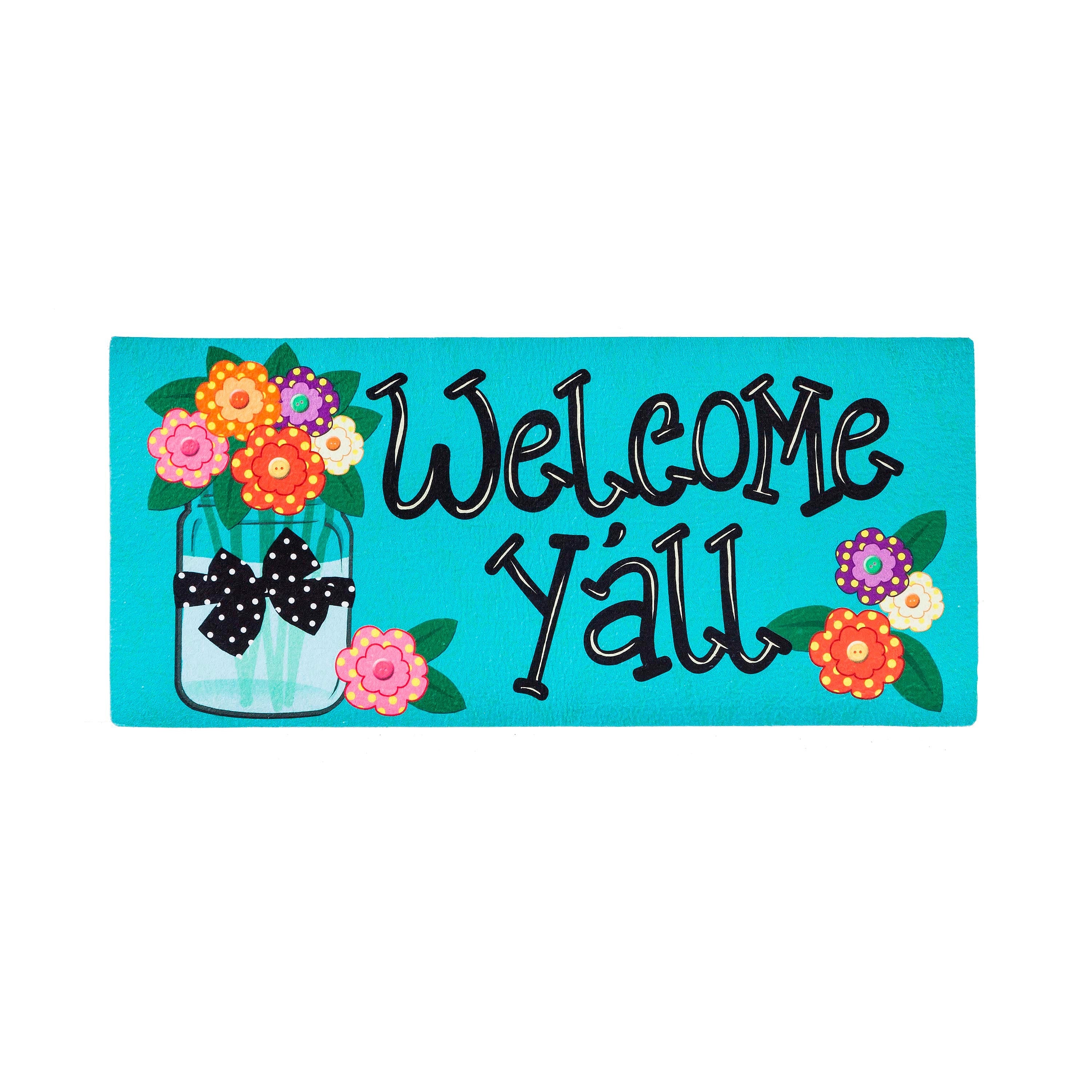 Welcome Y'all Polka Dot Flowers Garden Burlap Flag and Sassafras Mat Set (14B4181ECM+431272) - Sports Gifts, Sports Memorabilia, Sports Collectibles, Fan Shop