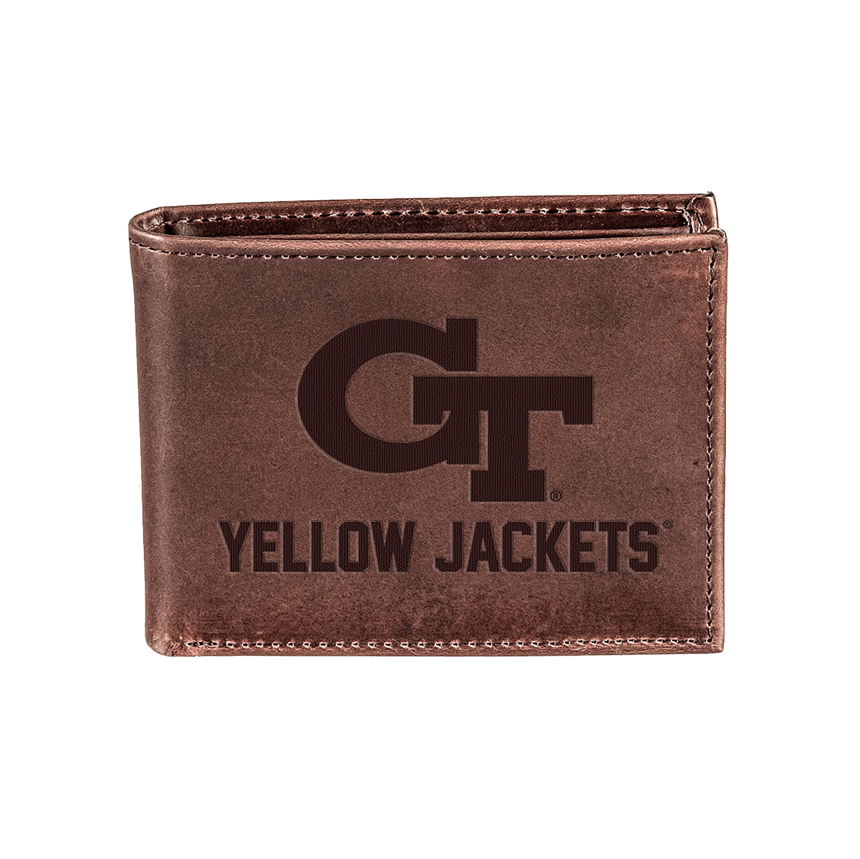 Georgia Tech, Bi-Fold Wallet, Brown, CH, 100% Genuine Leather - Sports Collectibles, Sports Memorabilia, Sports Fan Shop, Sports Gifts