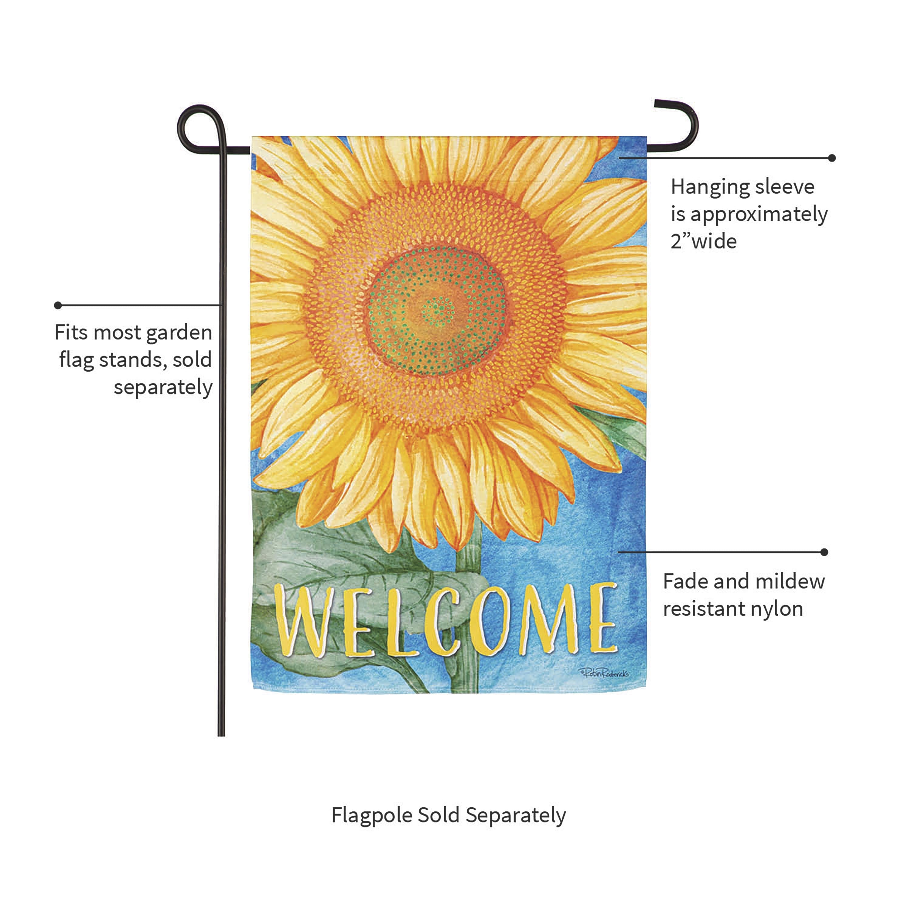Welcome Sunflower Suede Garden Flag - Sports Collectibles, Sports Memorabilia, Sports Fan Shop, Sports Gifts