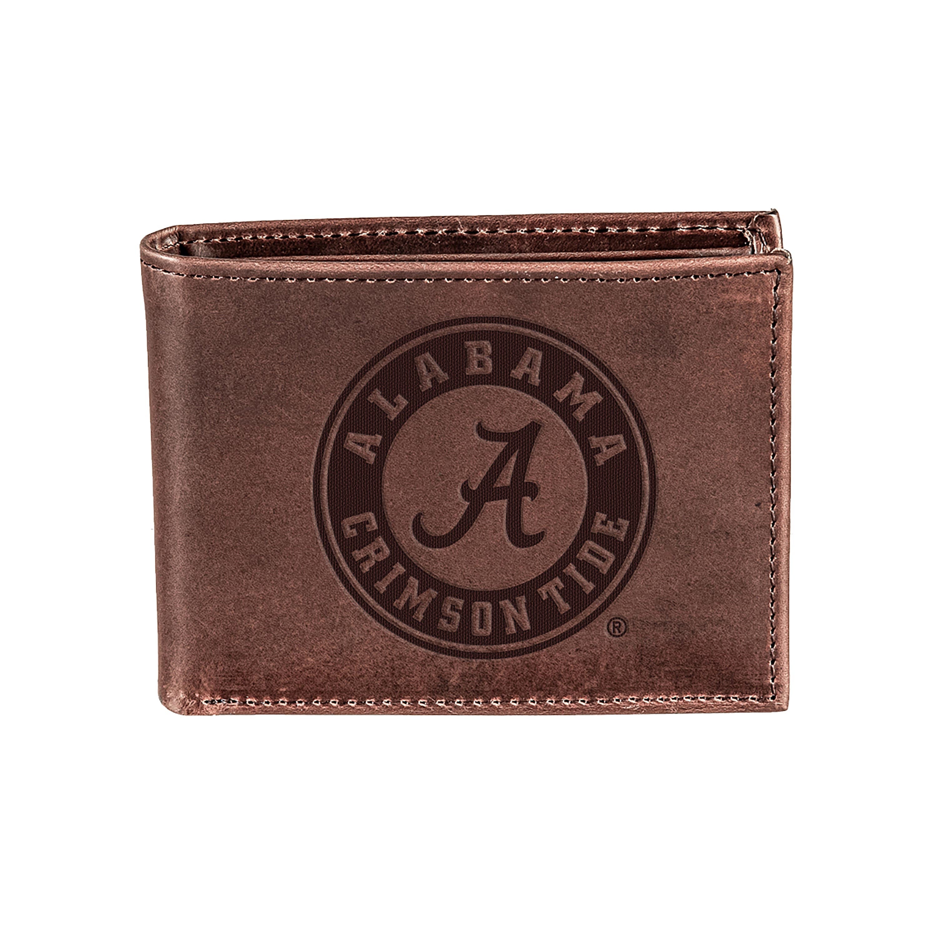University of Alabama, Bi-Fold Wallet, Brown, CH, 100% Genuine Leather - Sports Collectibles, Sports Memorabilia, Sports Fan Shop, Sports Gifts
