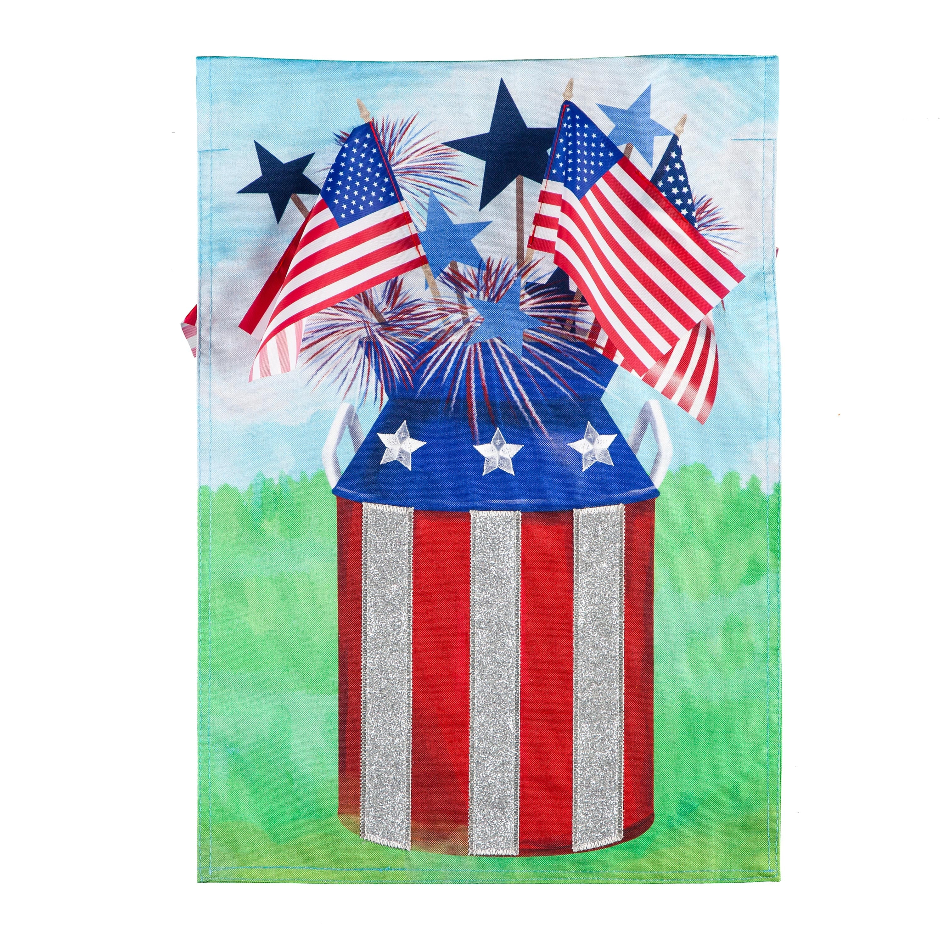 Patriotic Milk Jug Garden Linen Flag - Sports Collectibles, Sports Memorabilia, Sports Fan Shop, Sports Gifts