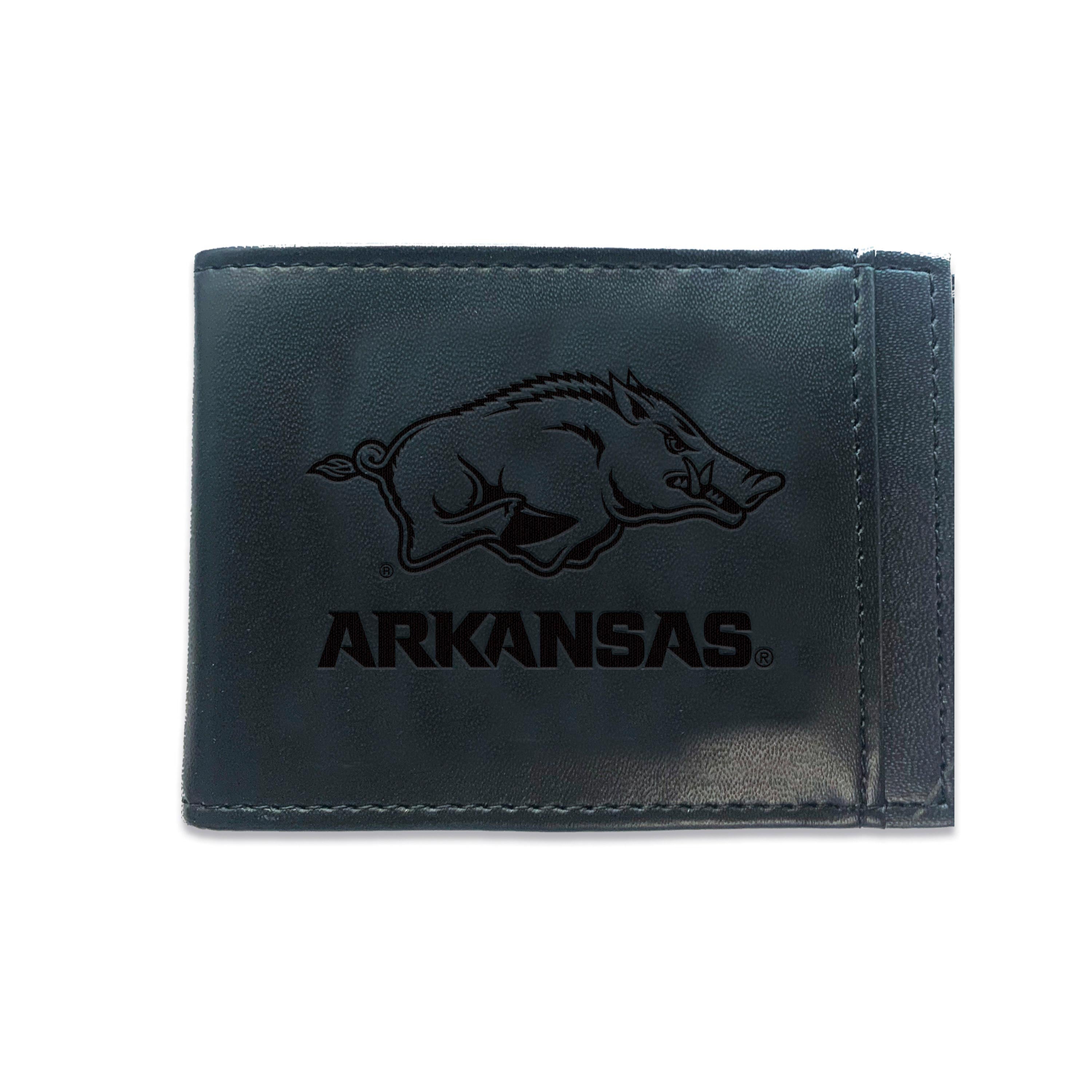 Front Pocket Wallet w/ RFID Blocking, University of Arkansas, Black - Sports Gifts, Sports Memorabilia, Sports Collectibles, Fan Shop