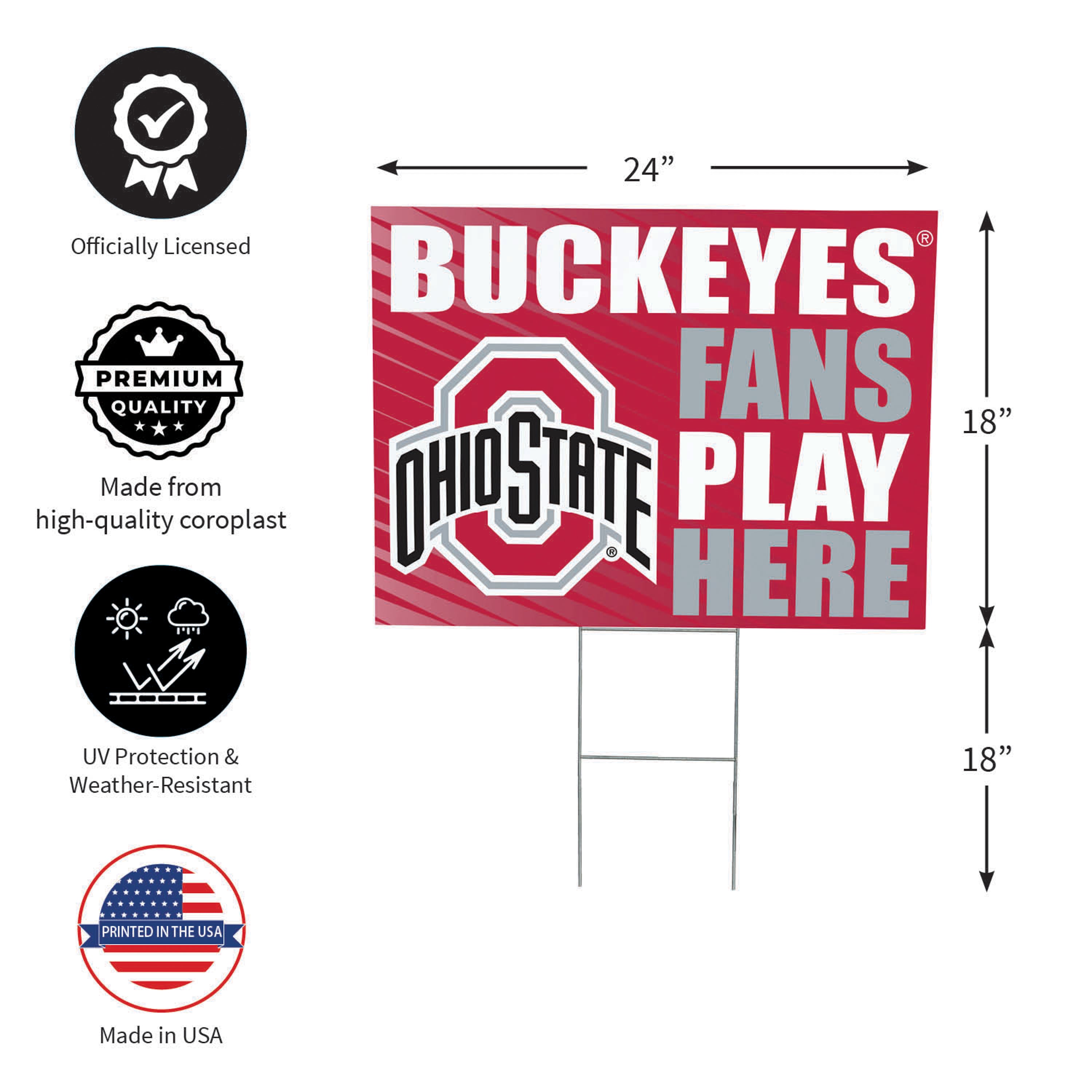 Ohio State University Coroplast Yard Sign "Fans Play Here" - Sports Collectibles, Sports Memorabilia, Sports Fan Shop, Sports Gifts