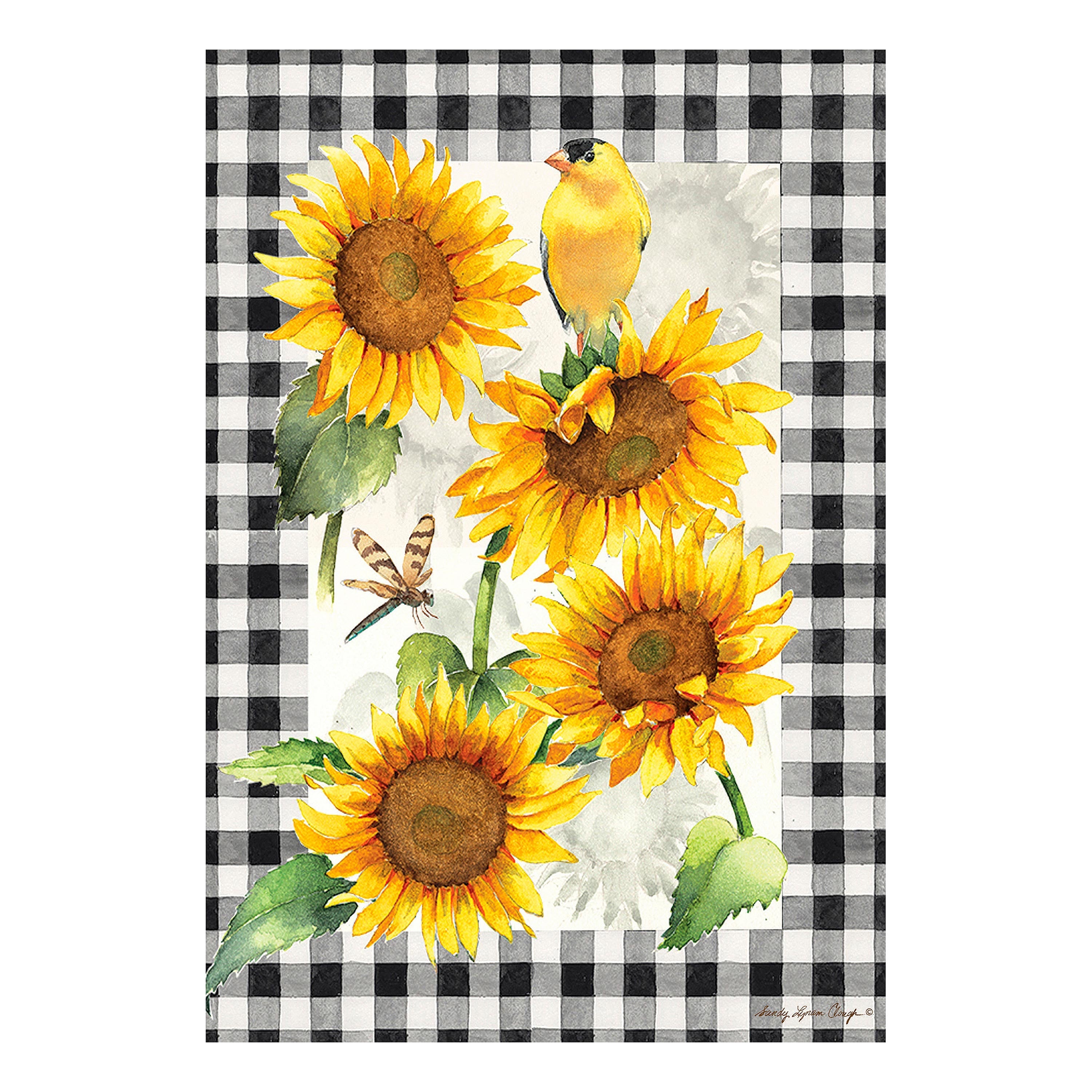 Sunflower and Goldfinch Garden Suede Flag - Sports Collectibles, Sports Memorabilia, Sports Fan Shop, Sports Gifts