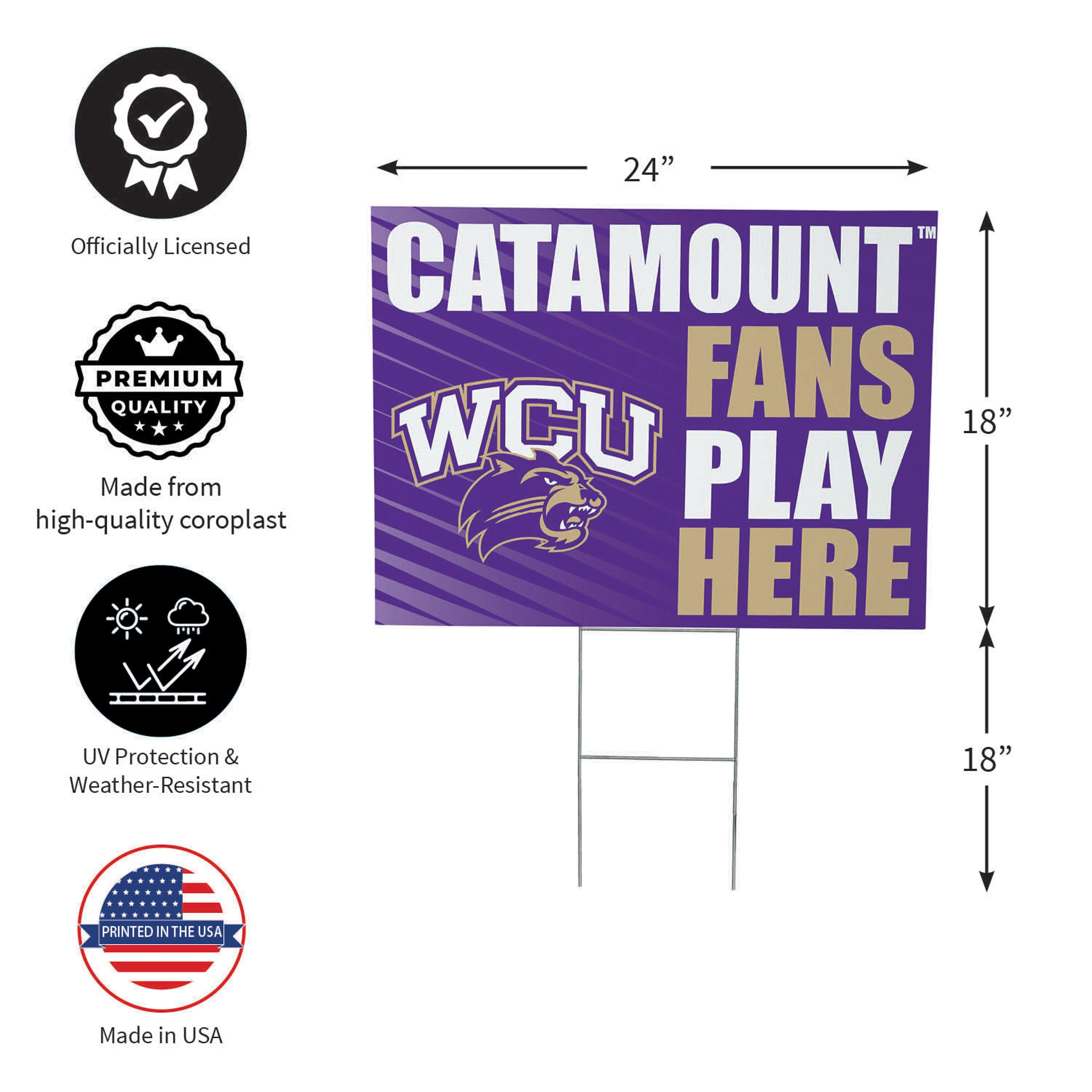 Western Carolina University Coroplast Yard Sign "Fans Play Here" - Sports Collectibles, Sports Memorabilia, Sports Fan Shop, Sports Gifts