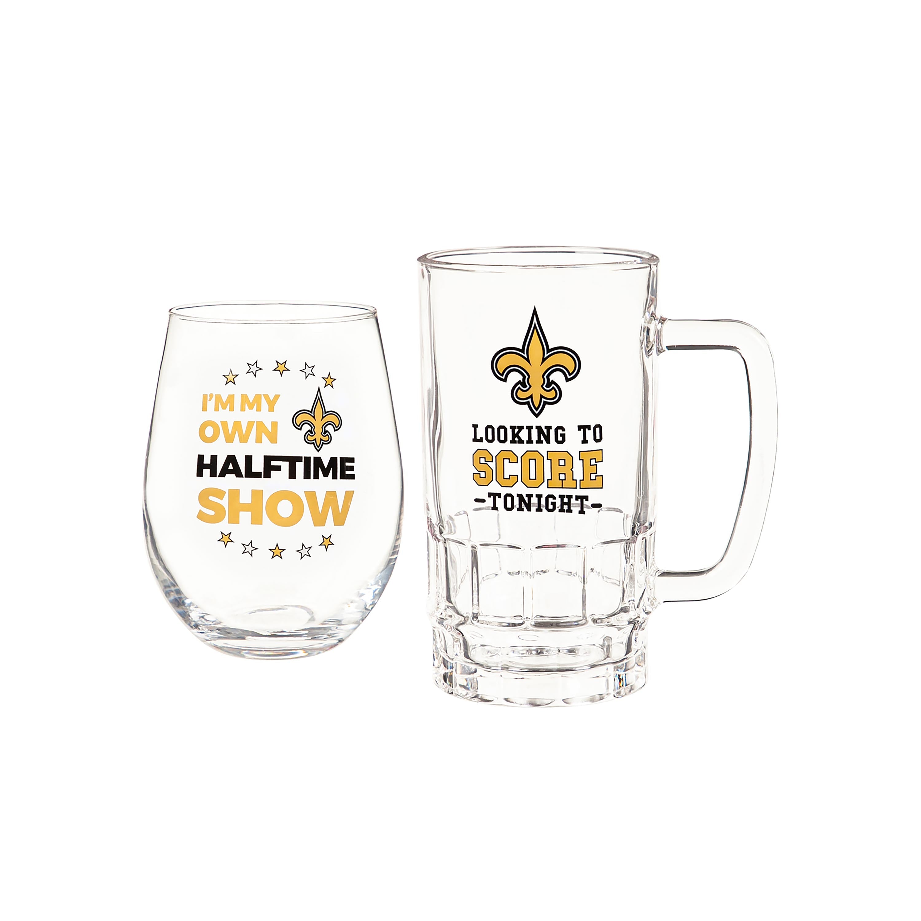 New Orleans Saints, Stemless 17OZ Wine & Beer 16 OZ Gift Set - Sports Collectibles, Sports Memorabilia, Sports Fan Shop, Sports Gifts