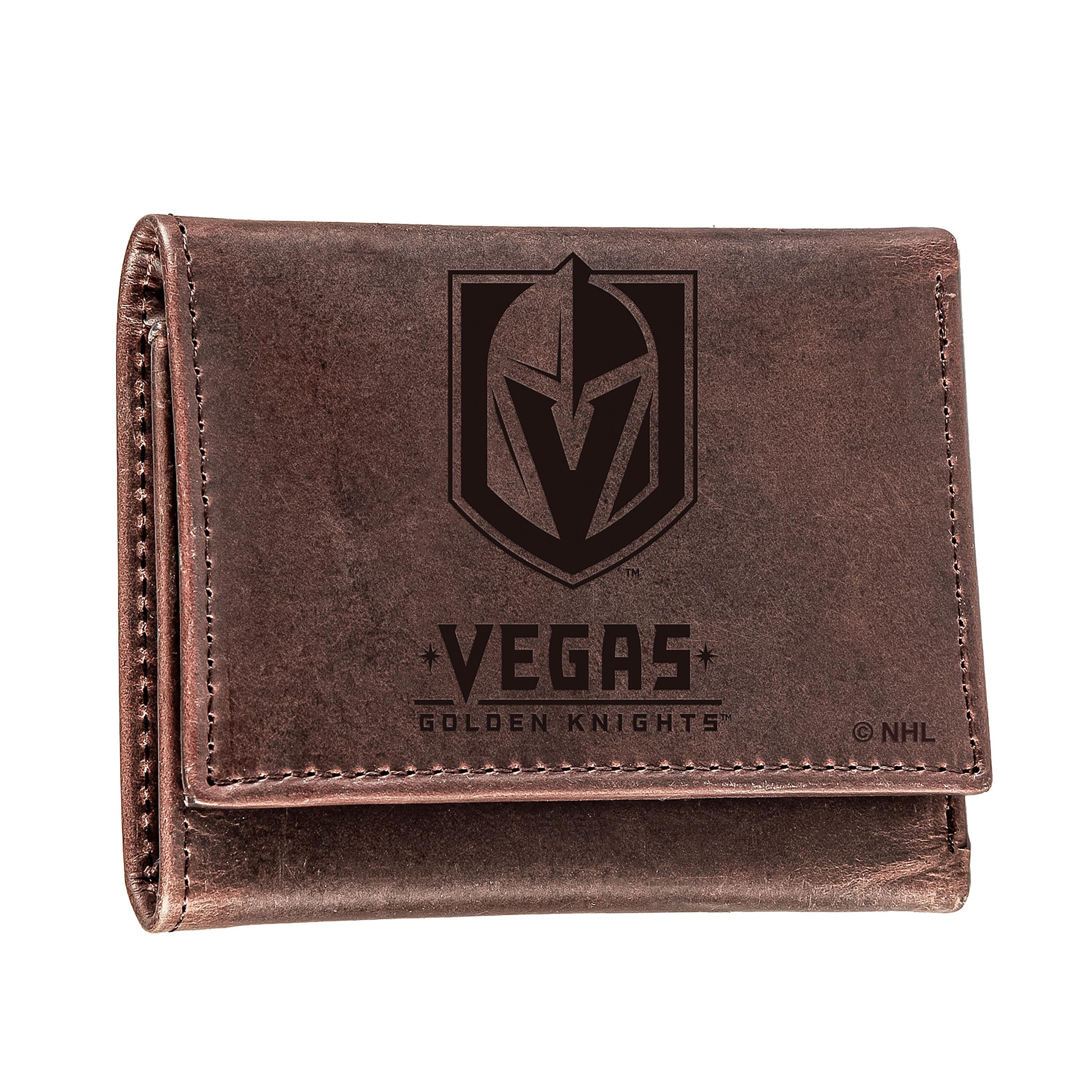 Vegas Golden Knights, Tri-Fold Wallet, Brown, CH, 100% Genuine Leather - Sports Collectibles, Sports Memorabilia, Sports Fan Shop, Sports Gifts