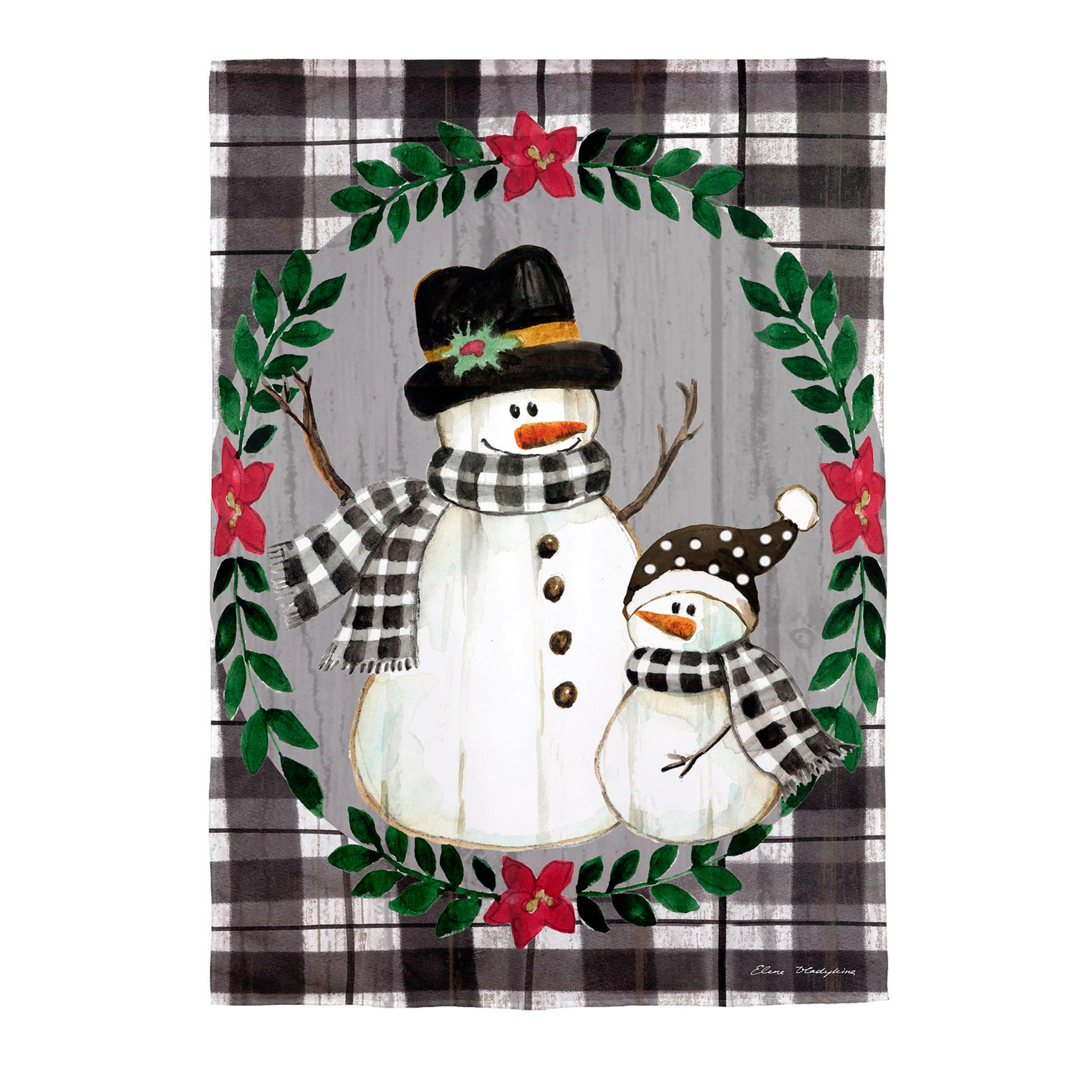 Country Snowmen Moire House Flag - Sports Collectibles, Sports Memorabilia, Sports Fan Shop, Sports Gifts