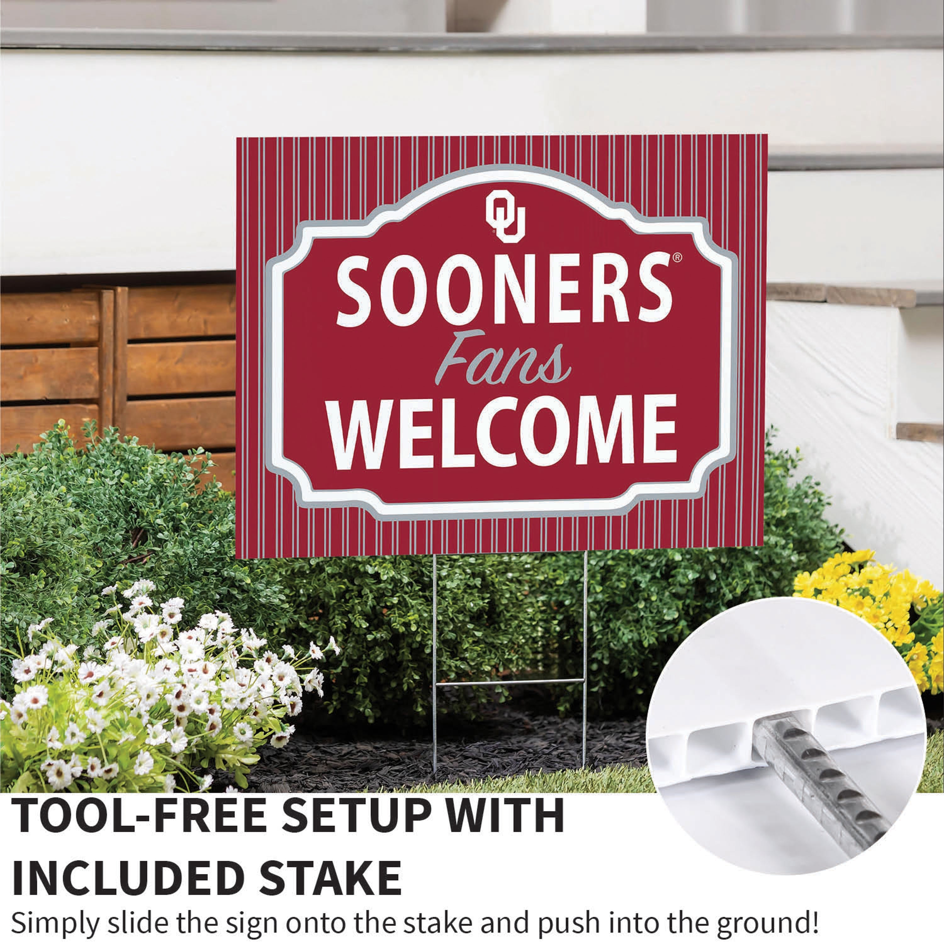 University of Oklahoma Coroplast Yard Sign, "Fans Welcome" - Sports Collectibles, Sports Memorabilia, Sports Fan Shop, Sports Gifts