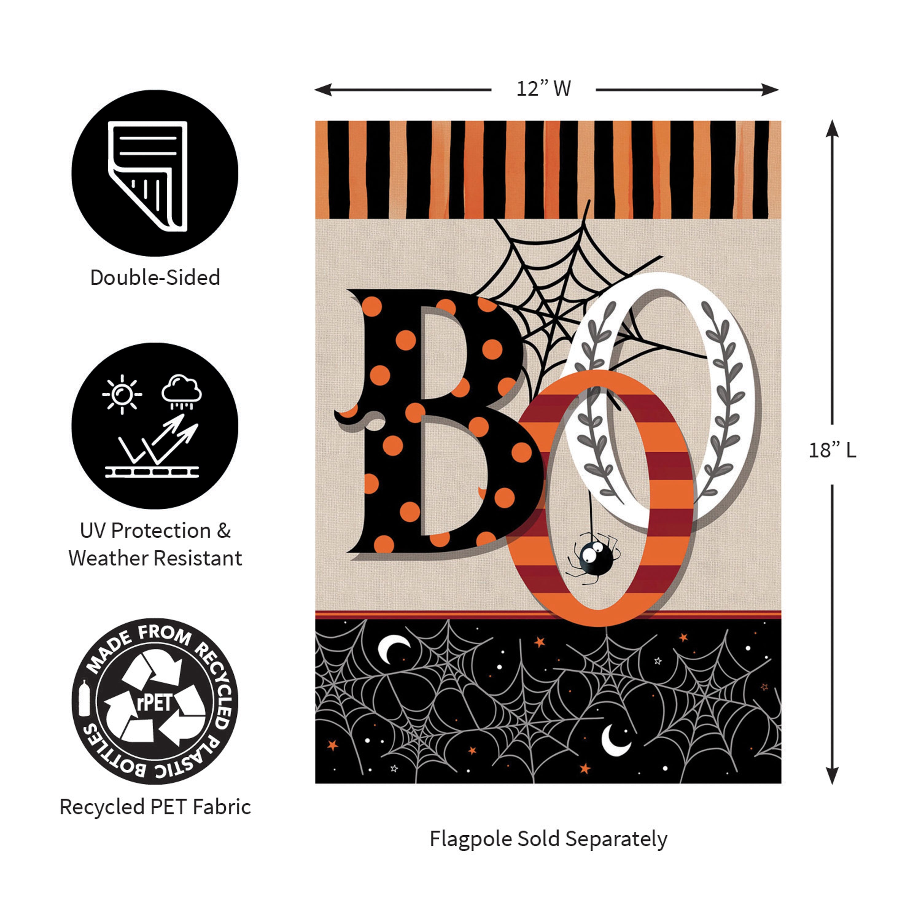 Polka Dots & Stripes Boo Suede Garden Flag - Sports Collectibles, Sports Memorabilia, Sports Fan Shop, Sports Gifts