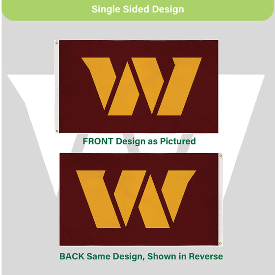 3'x5' Single Sided Flag w/ 2 Grommets, Washington Commanders - Sports Gifts, Sports Memorabilia, Sports Collectibles, Fan Shop