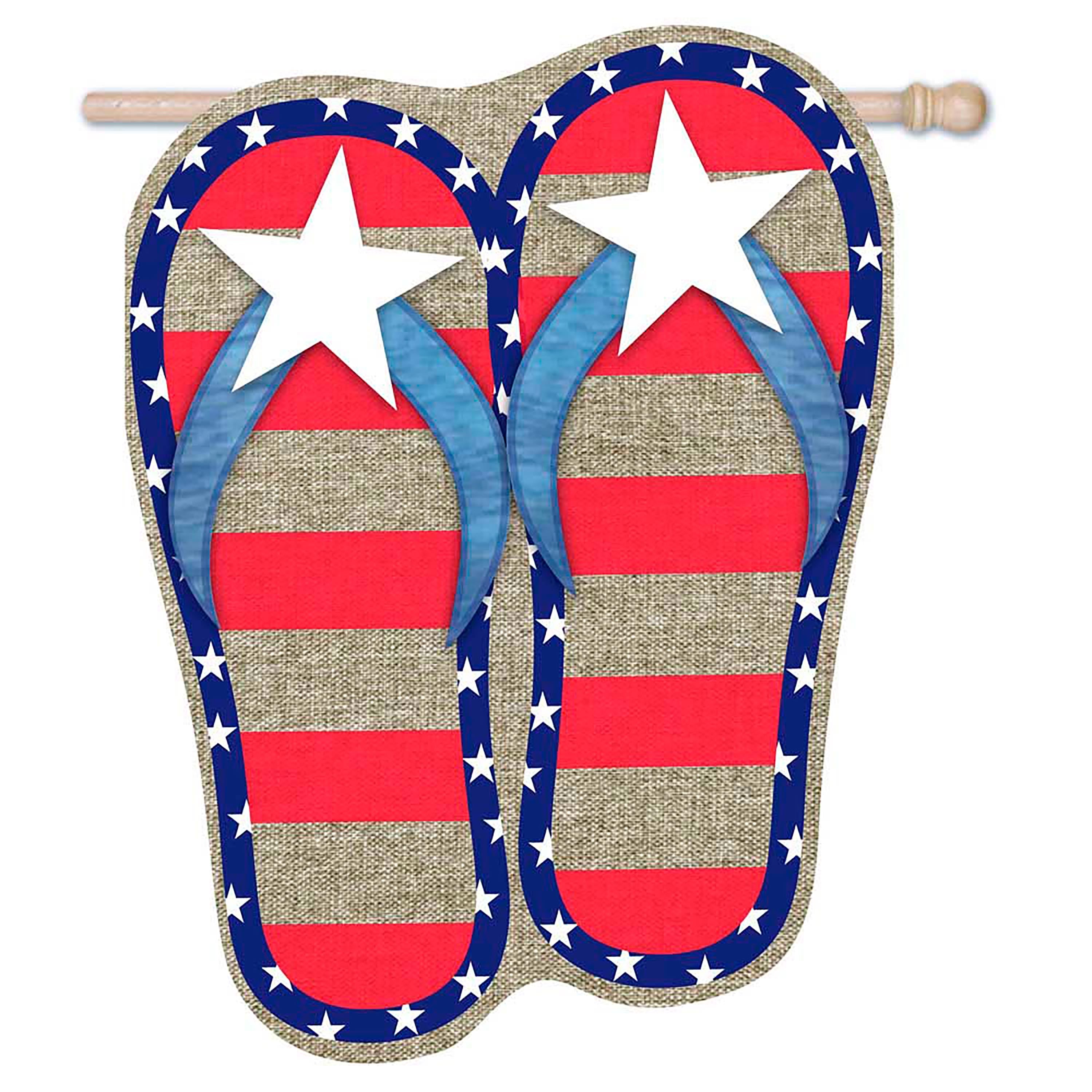 House Burlap Patriotic Flip Flops Flag - Sports Collectibles, Sports Memorabilia, Sports Fan Shop, Sports Gifts