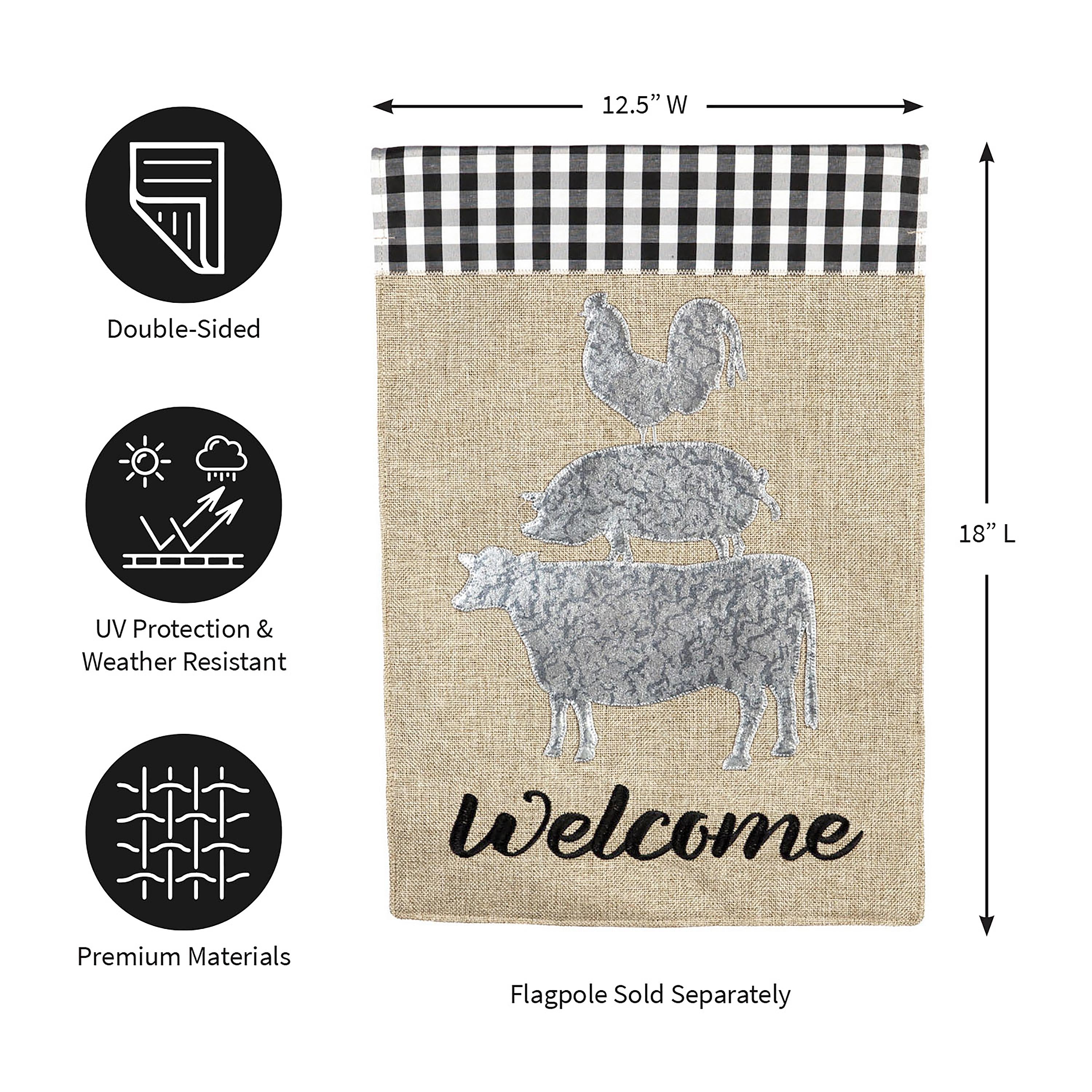 Galvanized Animal Stack Garden Burlap Flag - Sports Collectibles, Sports Memorabilia, Sports Fan Shop, Sports Gifts