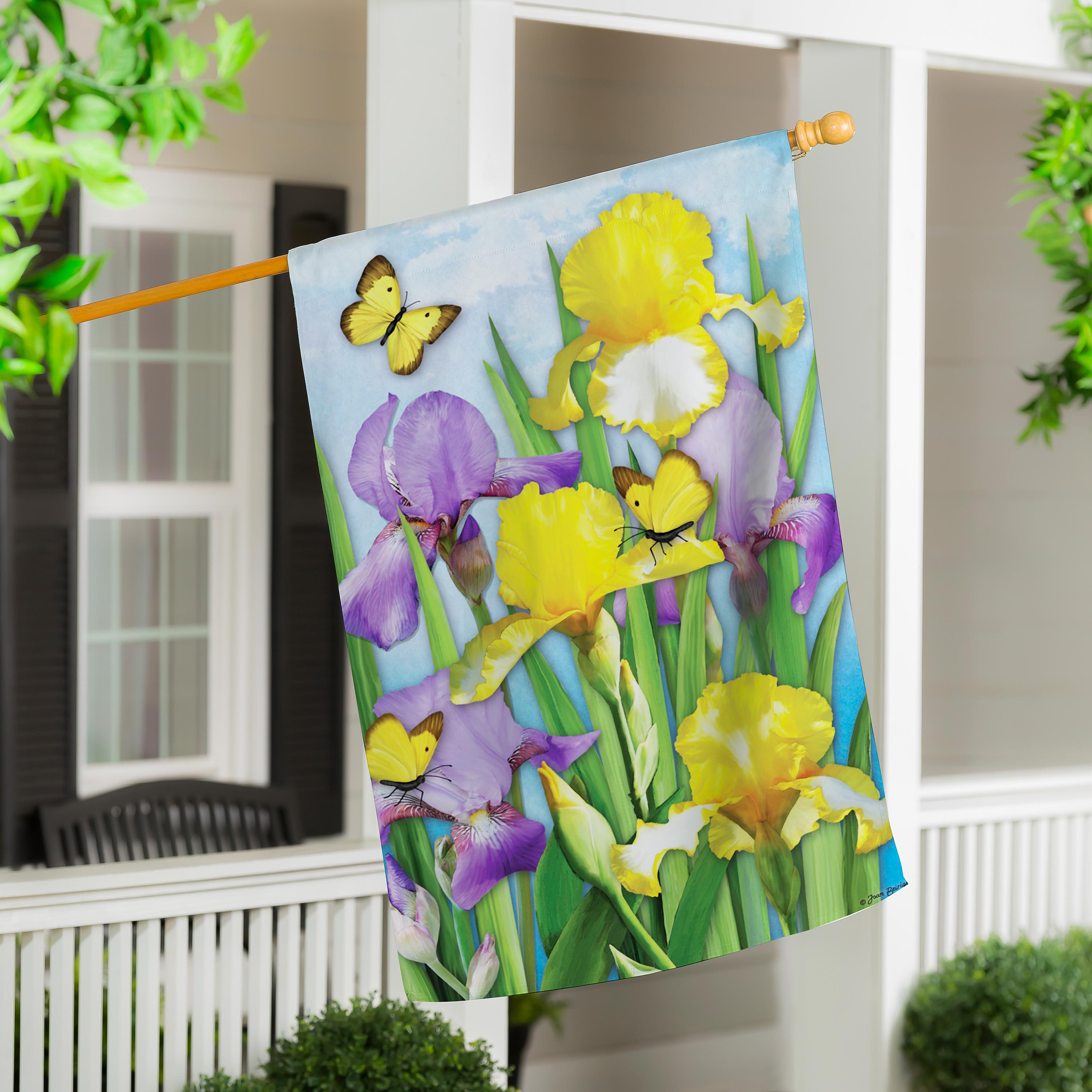 Irises in Spring Suede House Flag - Sports Collectibles, Sports Memorabilia, Sports Fan Shop, Sports Gifts