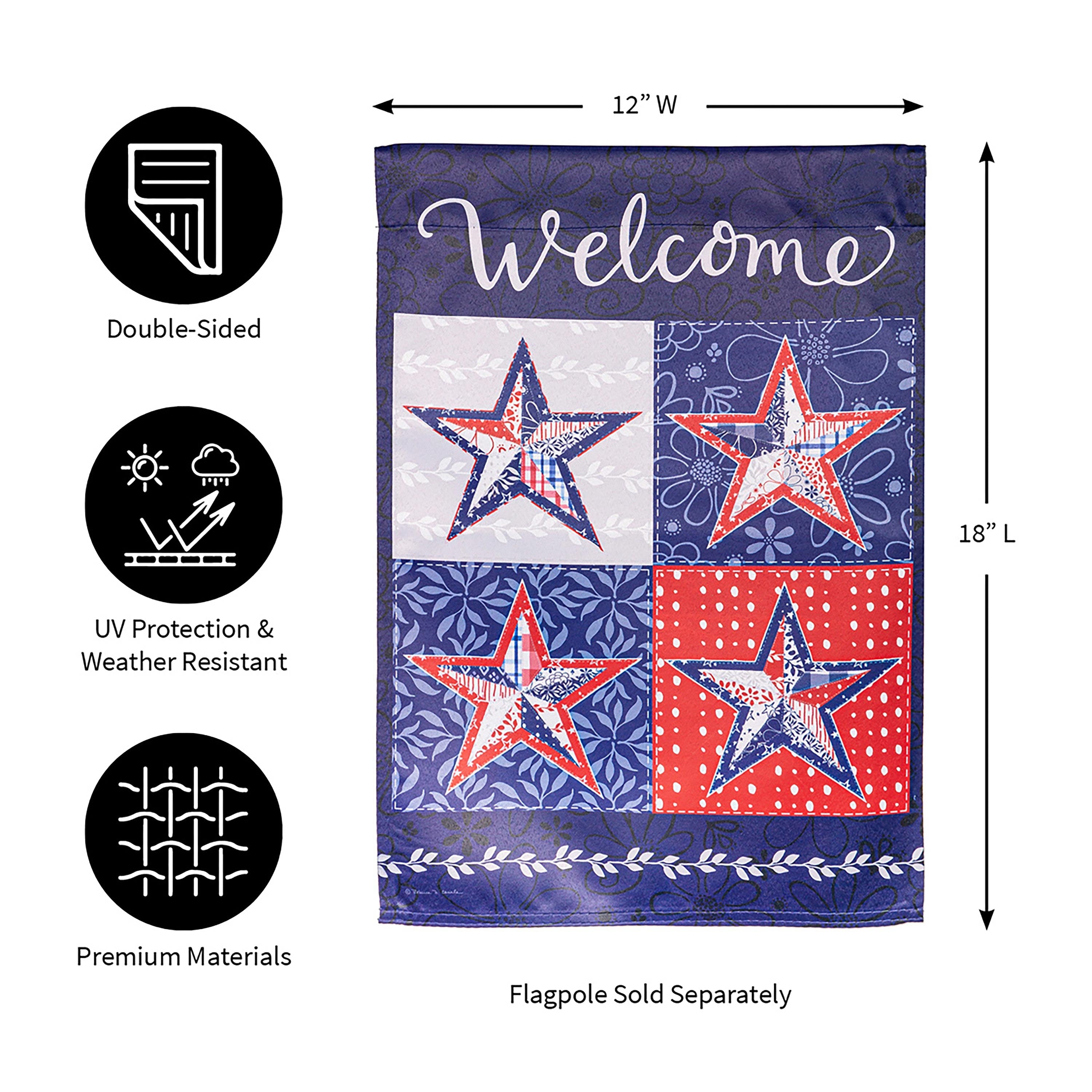 Red, White, and Blue Stars Suede Garden Flag - Sports Collectibles, Sports Memorabilia, Sports Fan Shop, Sports Gifts