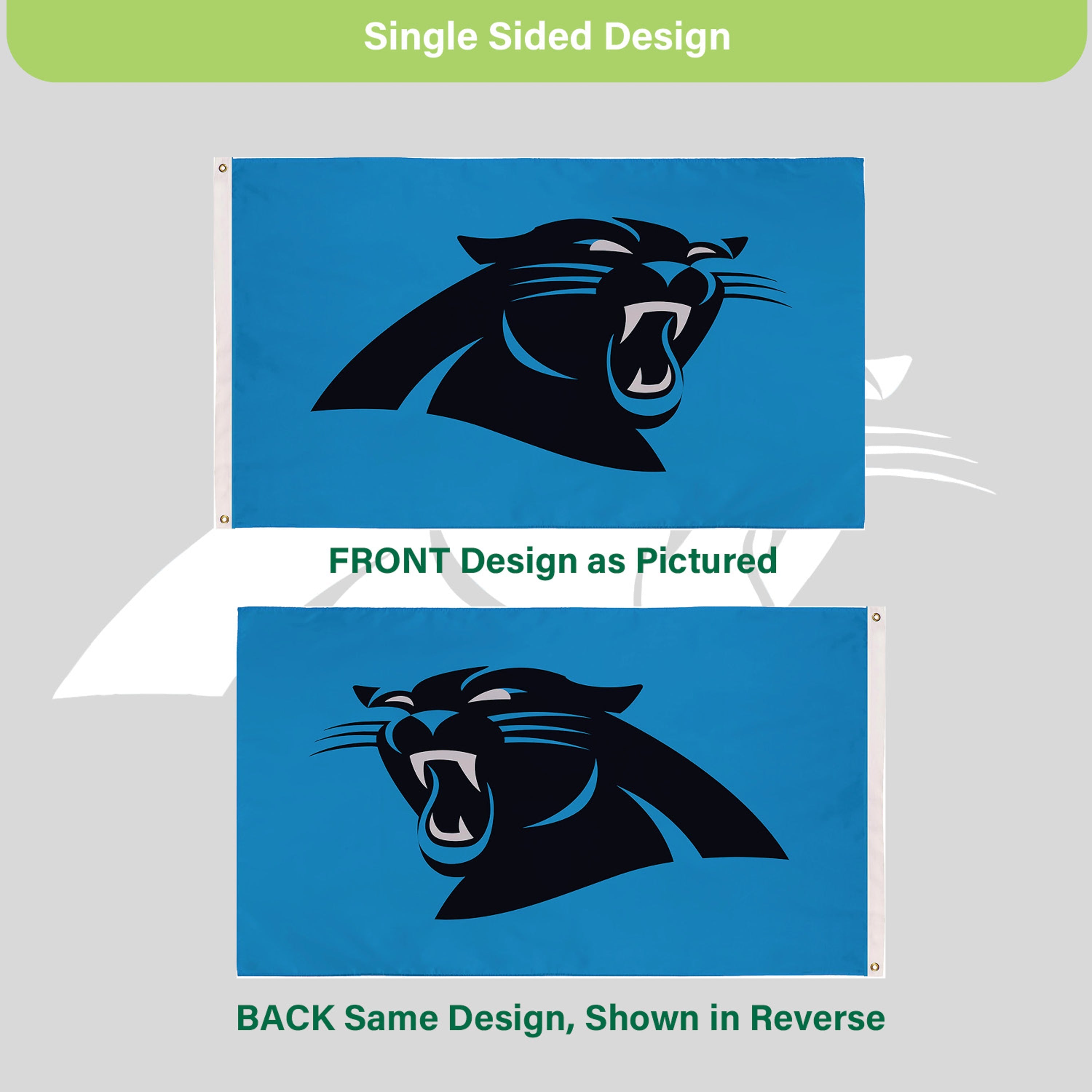 3'x5' Single Sided Flag w/ 2 Grommets, Carolina Panthers - Sports Gifts, Sports Memorabilia, Sports Collectibles, Fan Shop