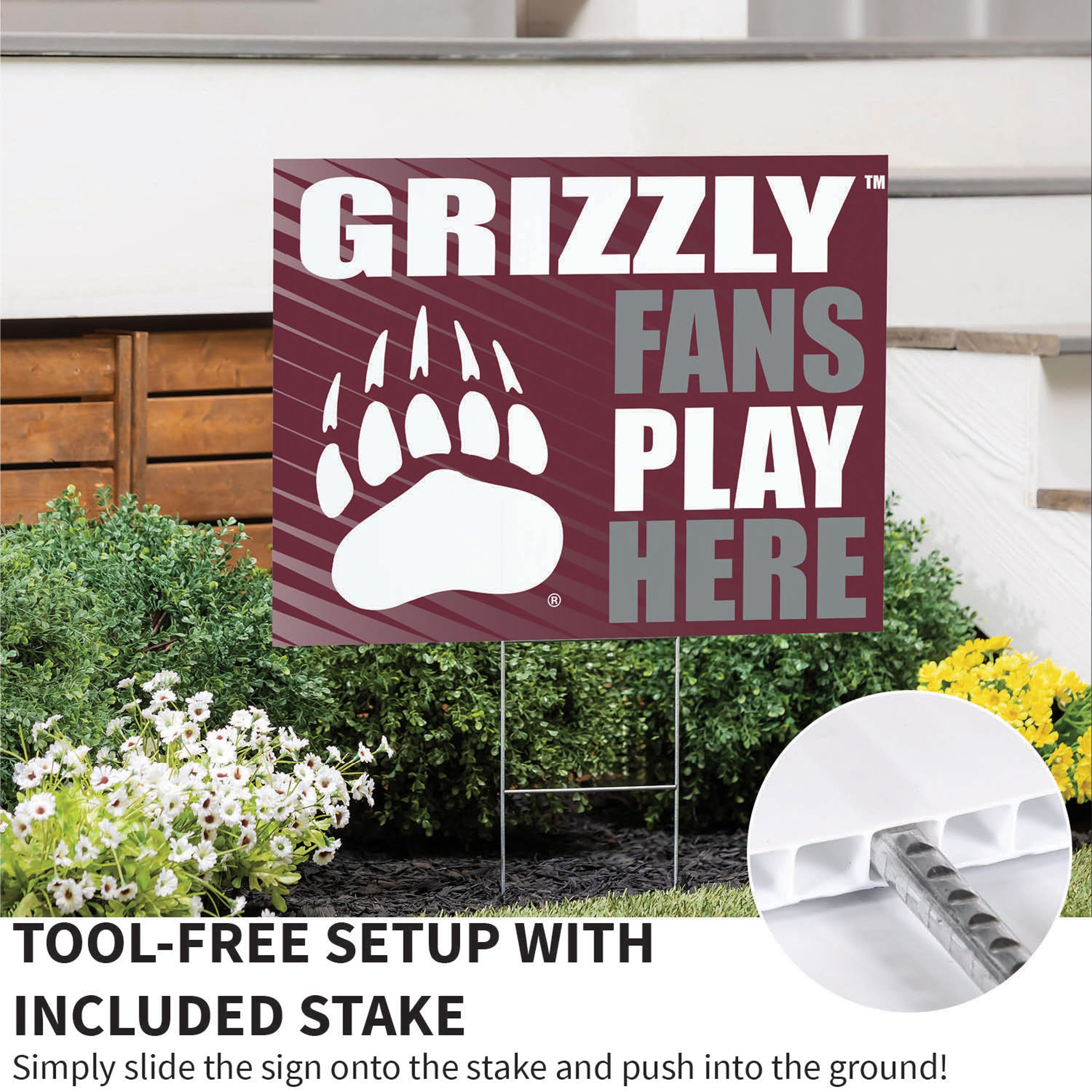 University of Montana Coroplast Yard Sign "Fans Play Here" - Sports Collectibles, Sports Memorabilia, Sports Fan Shop, Sports Gifts