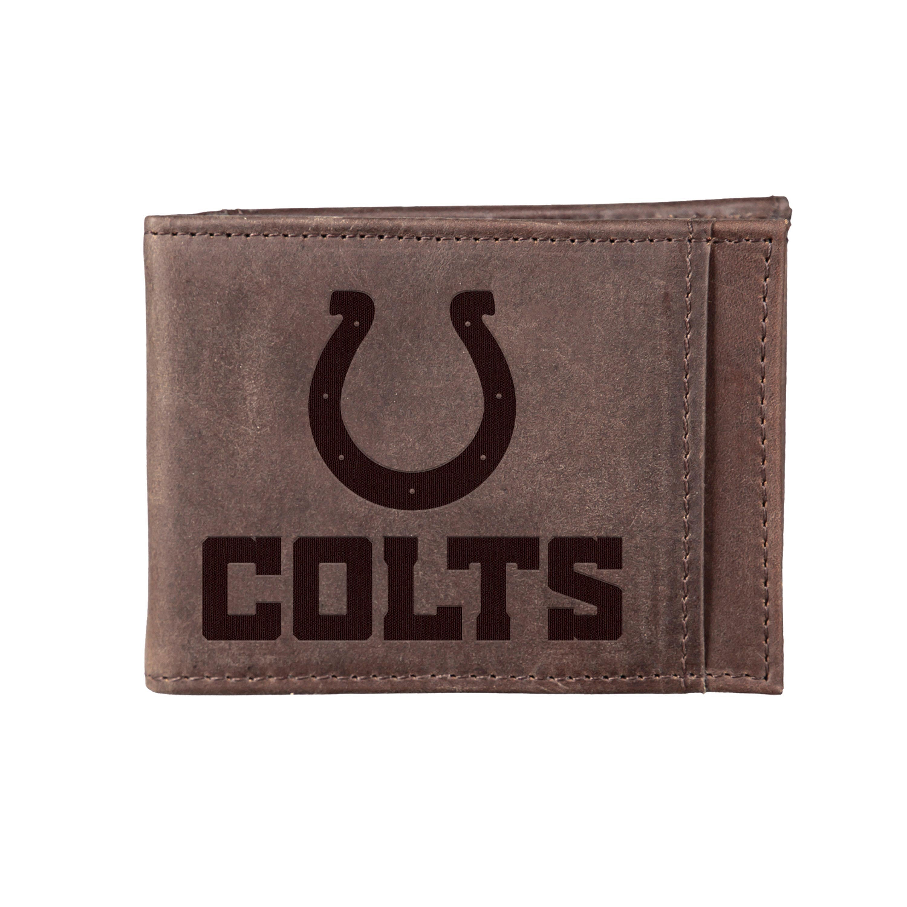 Front Pocket Wallet w/ RFID Blocking, Indianapolis Colts, Brown - Sports Collectibles, Sports Memorabilia, Sports Fan Shop, Sports Gifts