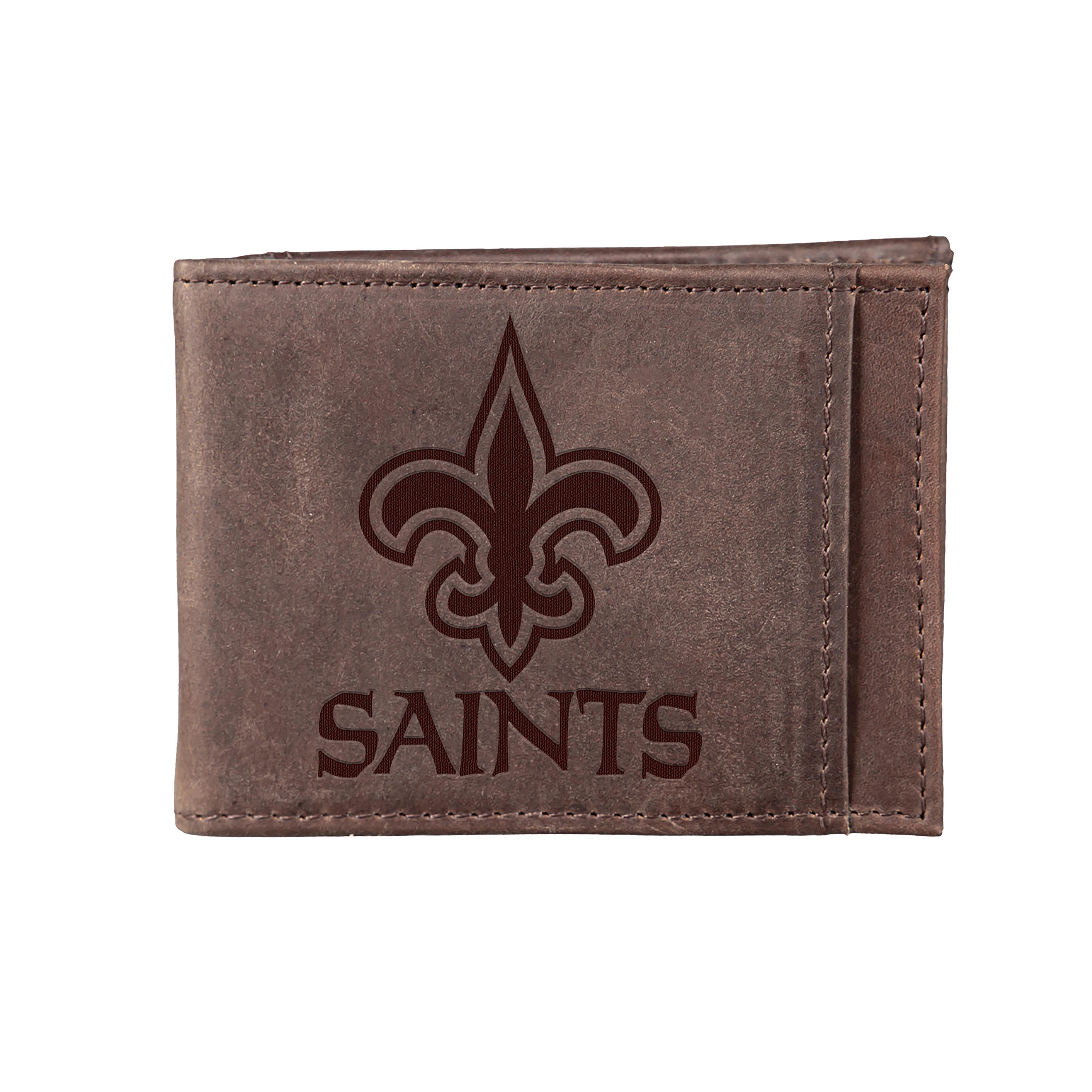 Front Pocket Wallet w/ RFID Blocking, New Orleans Saints, Brown - Sports Collectibles, Sports Memorabilia, Sports Fan Shop, Sports Gifts