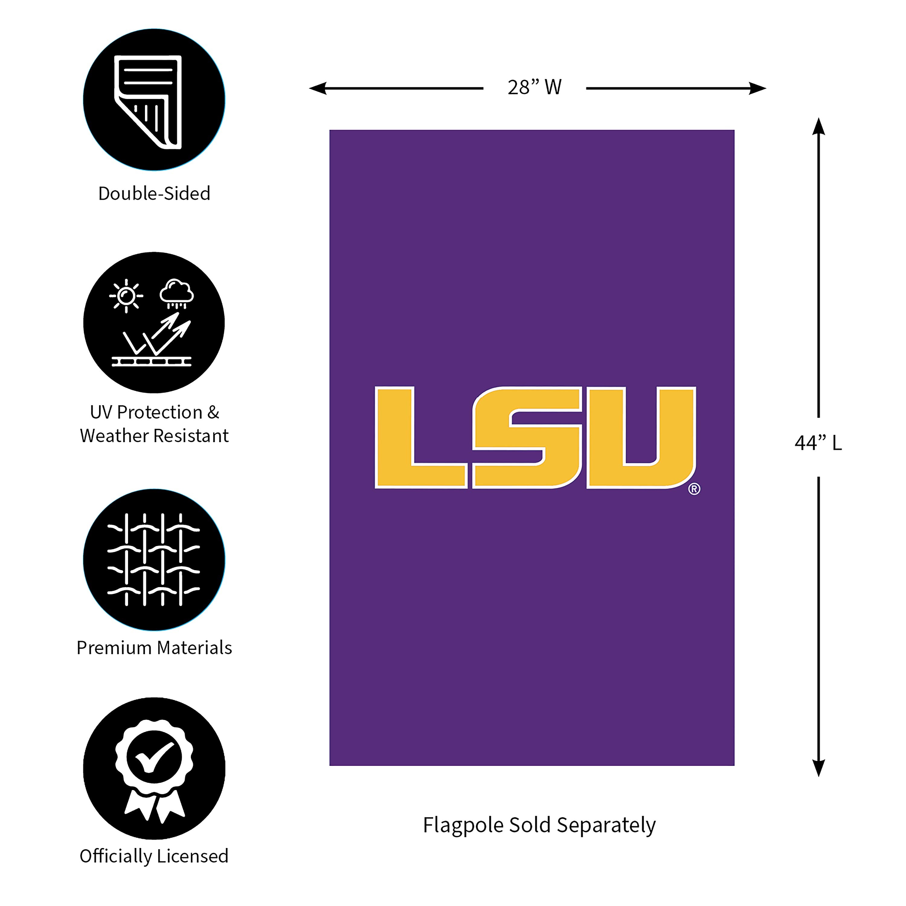 Applique Flag, Reg, Louisiana State University - Sports Collectibles, Sports Memorabilia, Sports Fan Shop, Sports Gifts