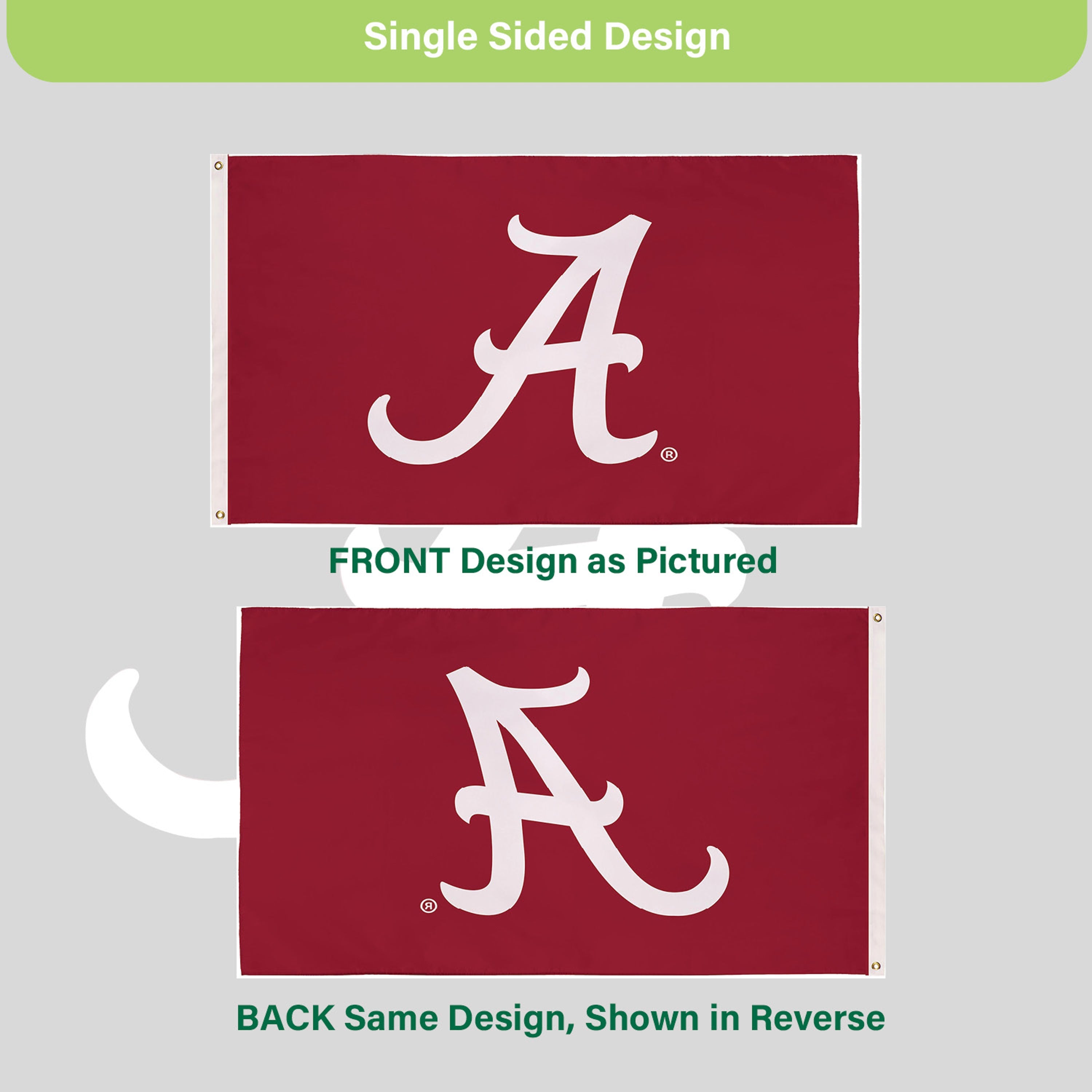 University of Alabama Single Sided Estate Flag with 2 Grommets, 3'x5' - Sports Gifts, Sports Memorabilia, Sports Collectibles, Fan Shop