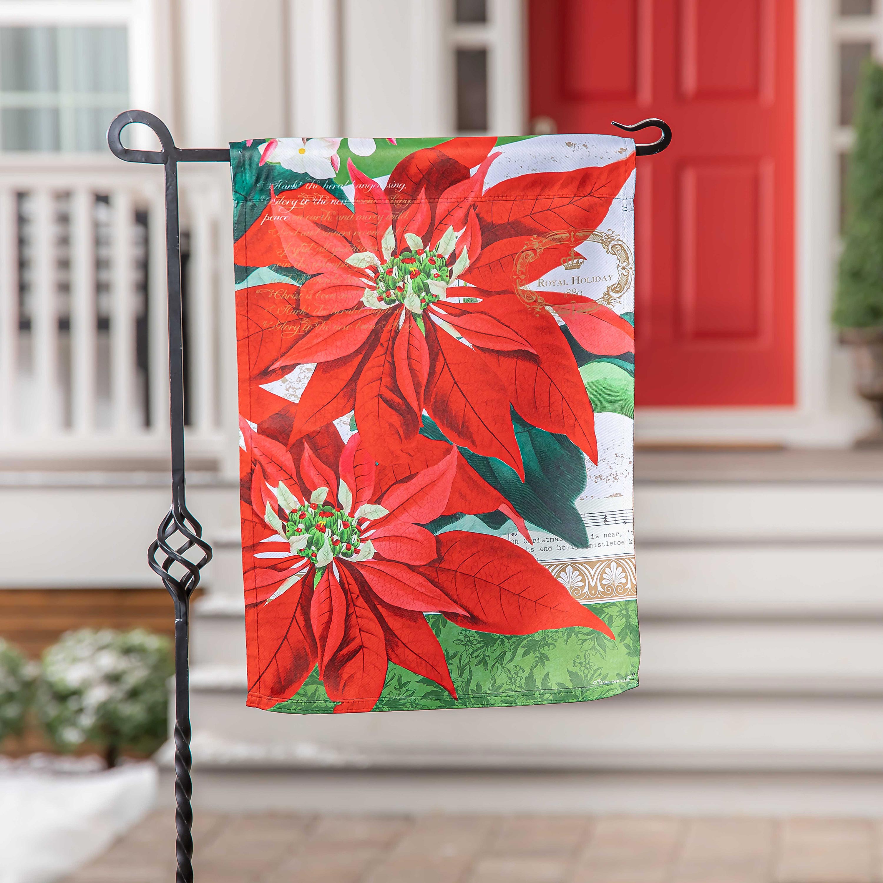 Elegant Poinsettia Suede Garden Flag - Sports Gifts, Sports Memorabilia, Sports Collectibles, Fan Shop