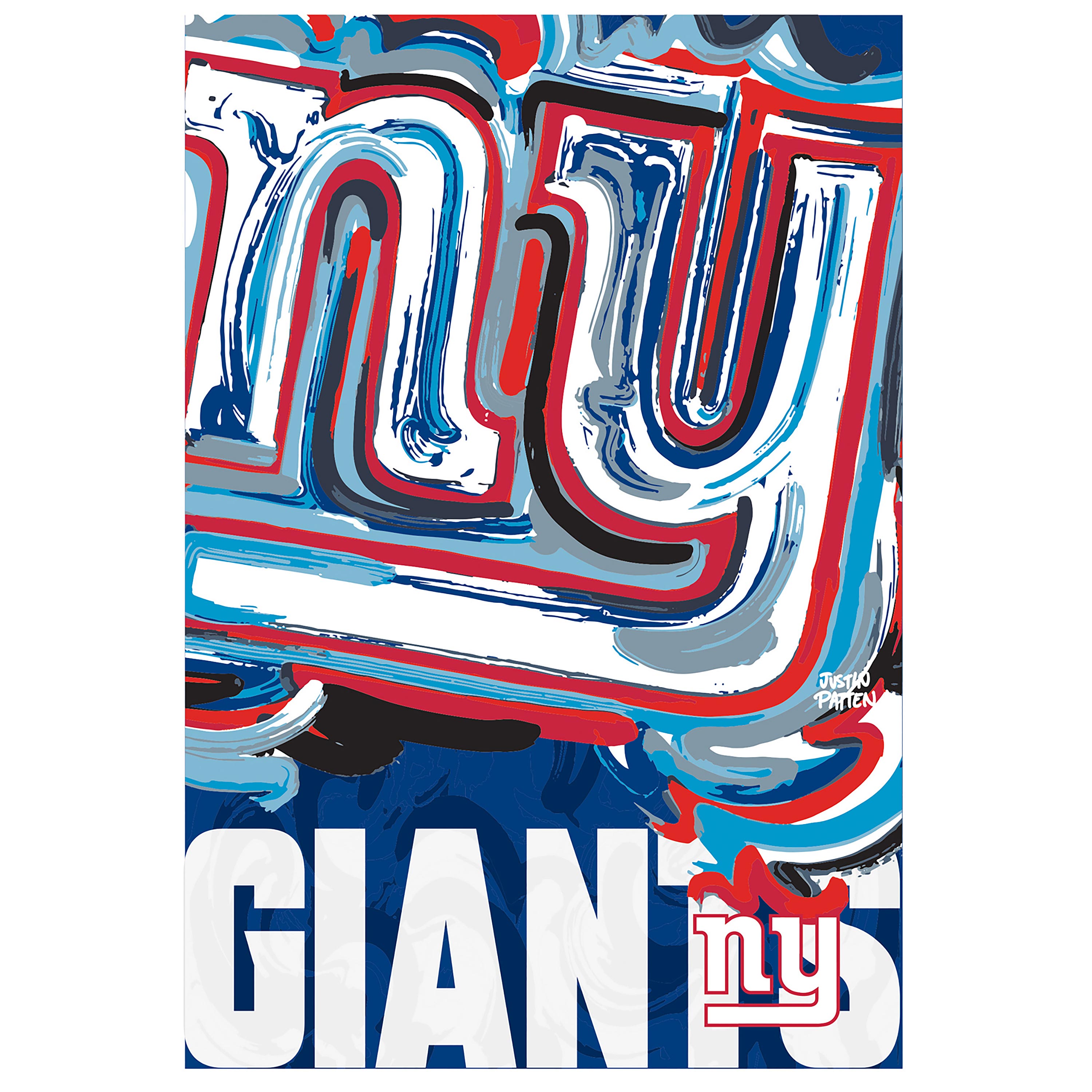 New York Giants Justin Patten Logo Suede Garden Flag - Sports Collectibles, Sports Memorabilia, Sports Fan Shop, Sports Gifts