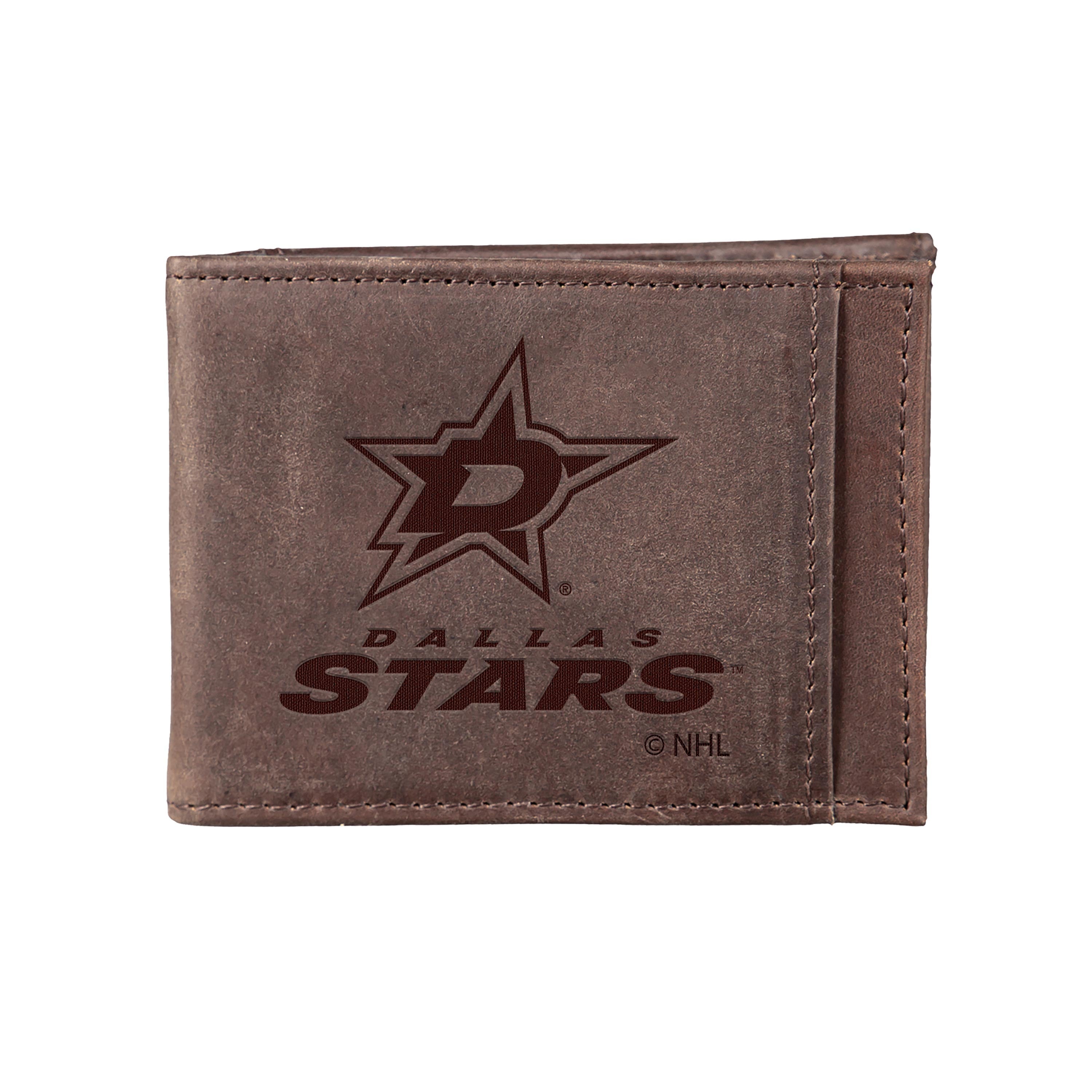 Front Pocket Wallet w/ RFID Blocking, Dallas Stars, Brown - Sports Collectibles, Sports Memorabilia, Sports Fan Shop, Sports Gifts