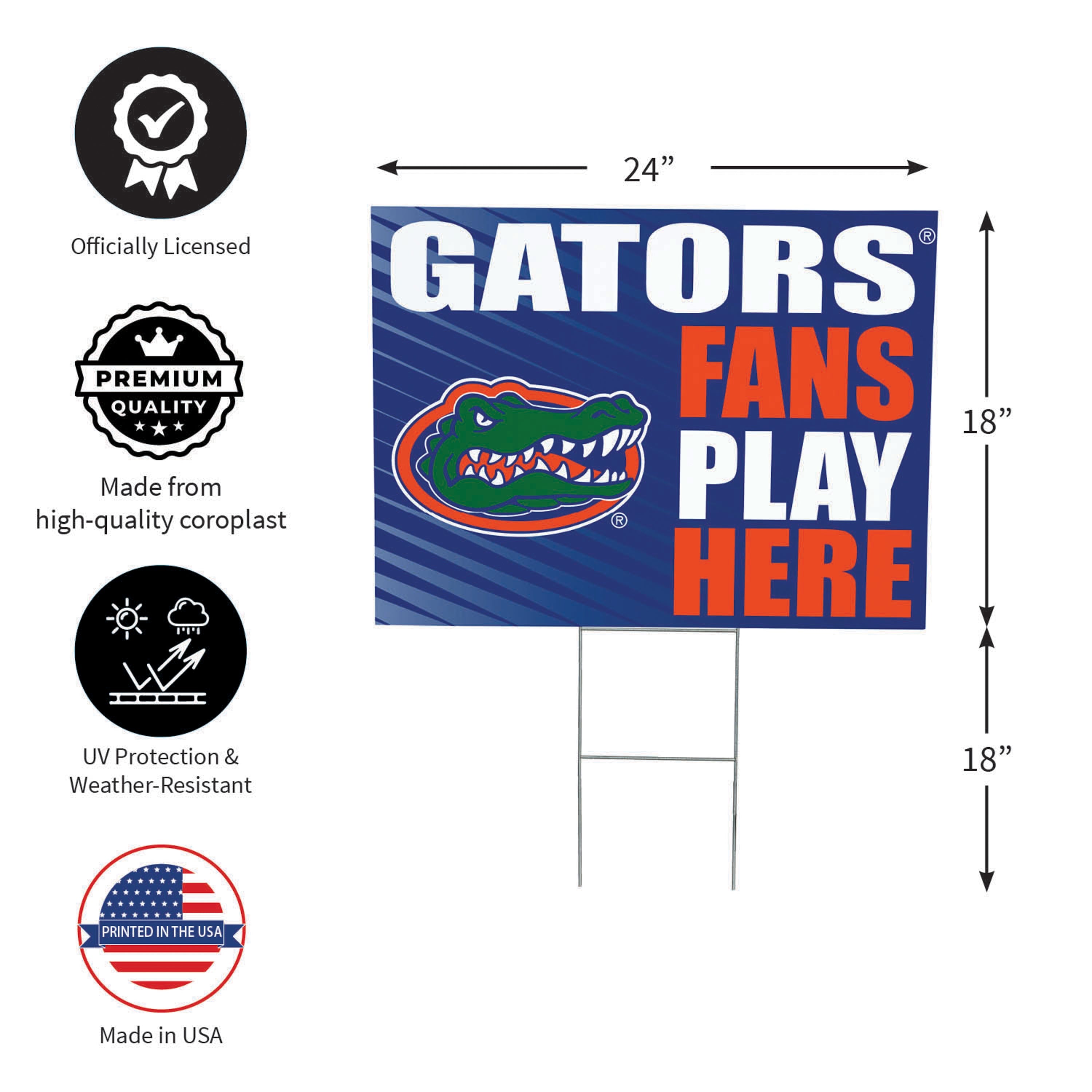 University of Florida Coroplast Yard Sign "Fans Play Here" - Sports Collectibles, Sports Memorabilia, Sports Fan Shop, Sports Gifts