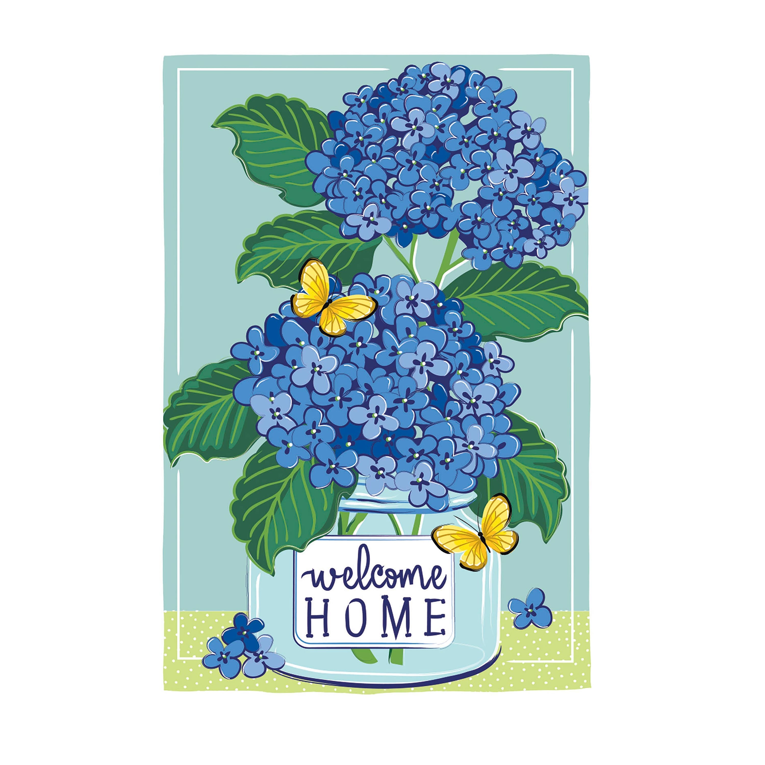 Welcome Home Hydrangeas Burlap House Flag - Sports Collectibles, Sports Memorabilia, Sports Fan Shop, Sports Gifts