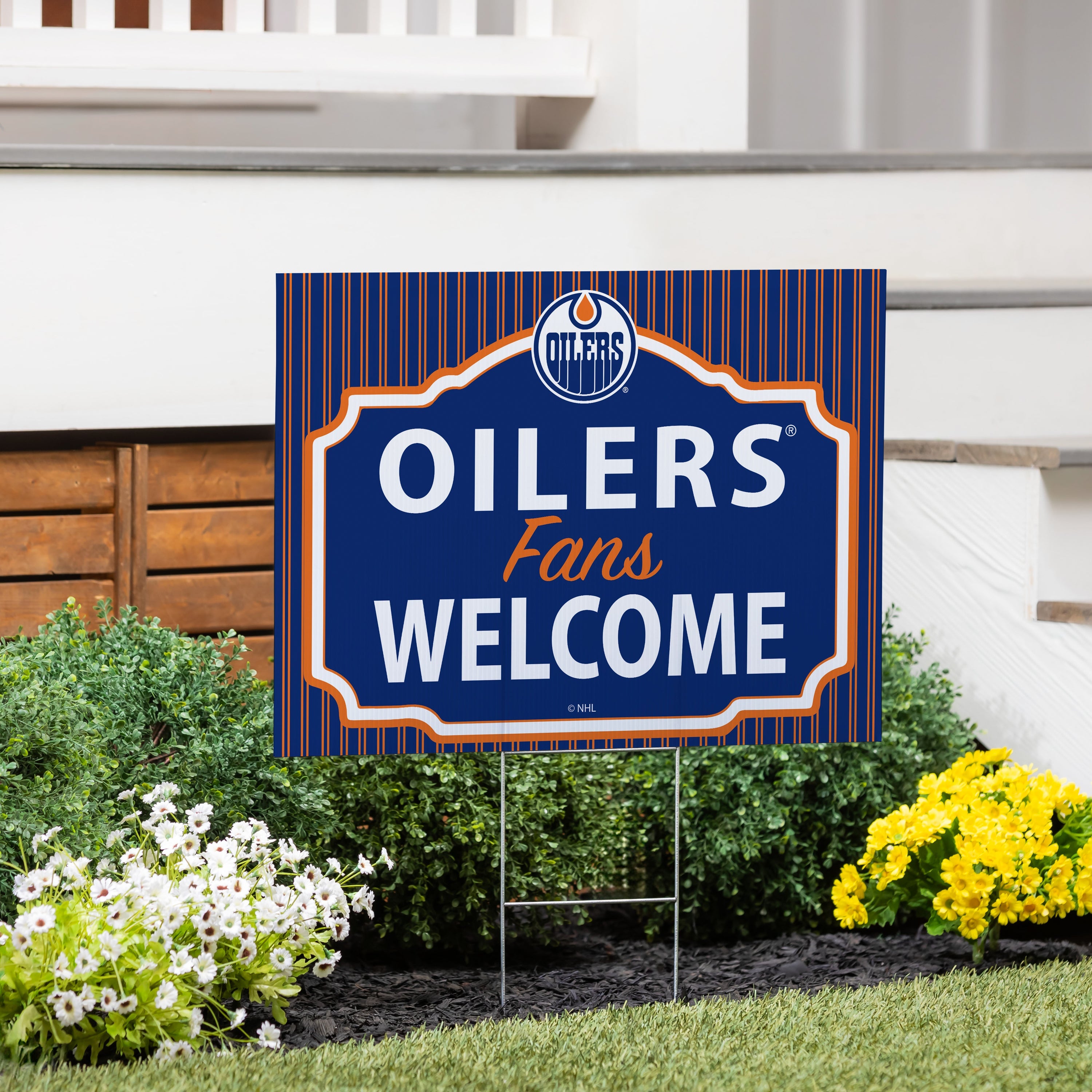 Edmonton Oilers Coroplast Yard Sign, "Fans Welcome" - Sports Collectibles, Sports Memorabilia, Sports Fan Shop, Sports Gifts