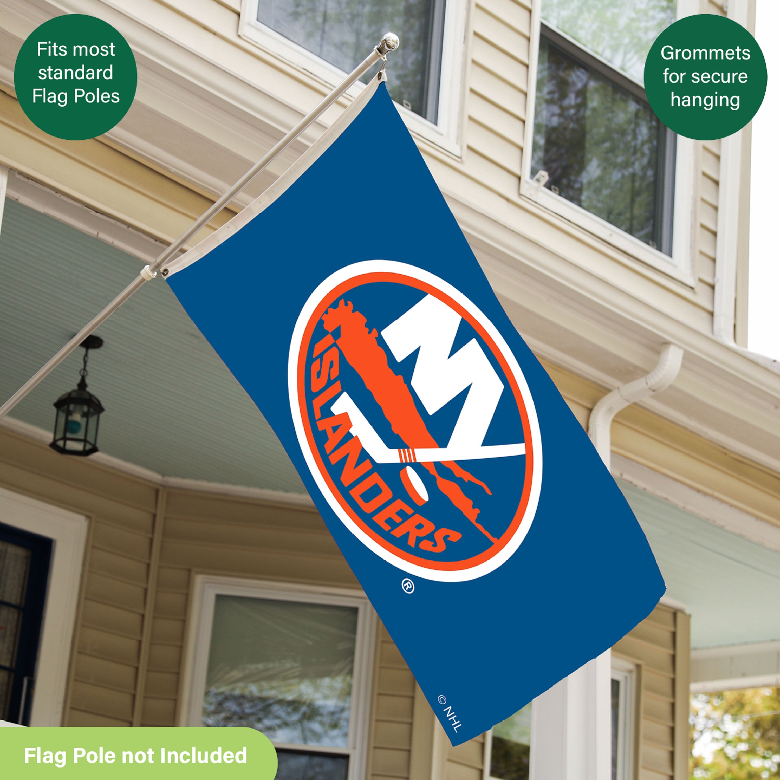 New York Islanders Single Sided Flag w/ 2 Grommets, 3'x5' - Sports Gifts, Sports Memorabilia, Sports Collectibles, Fan Shop