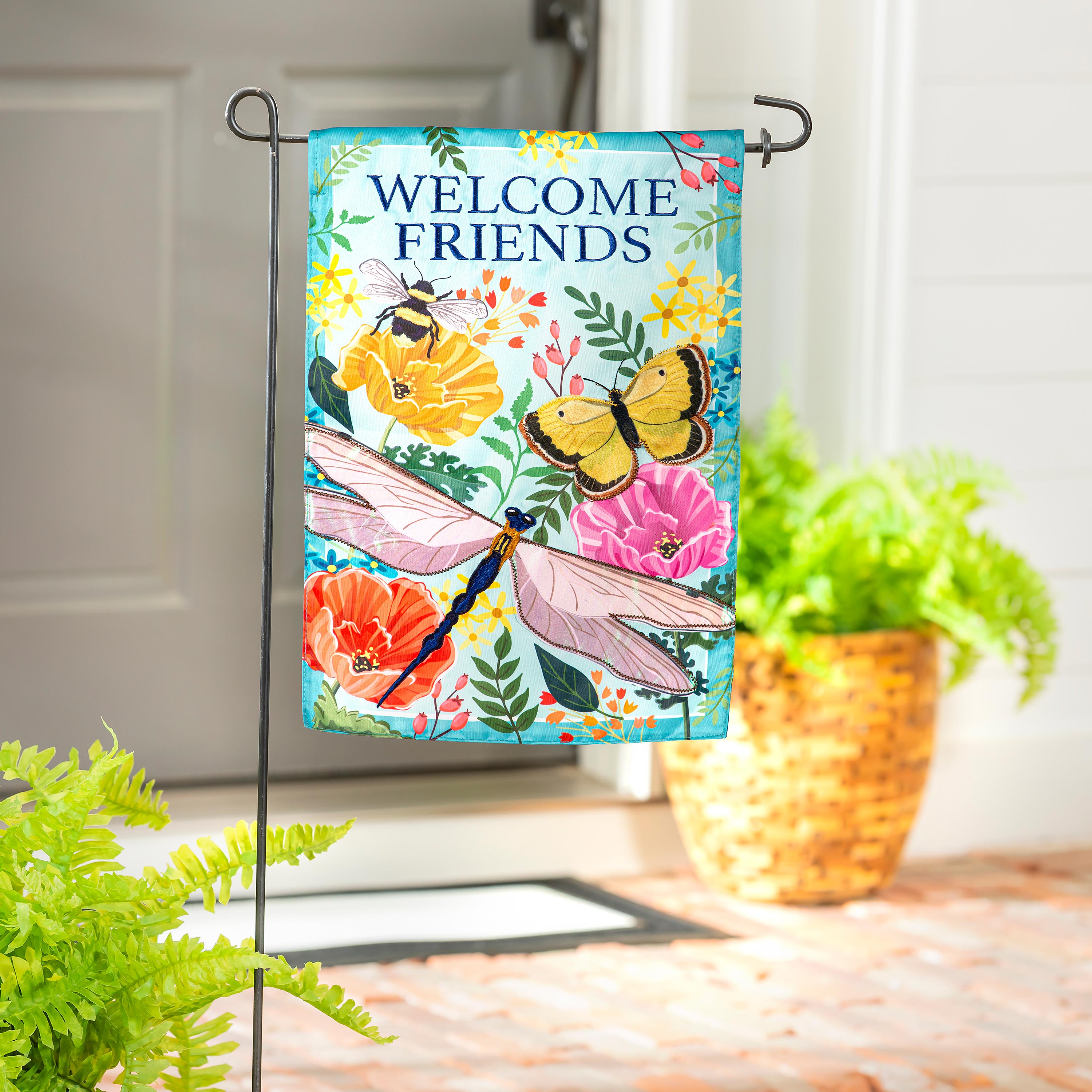 Greenhouse Garden Welcome Friends Applique Garden Flag - Sports Collectibles, Sports Memorabilia, Sports Fan Shop, Sports Gifts