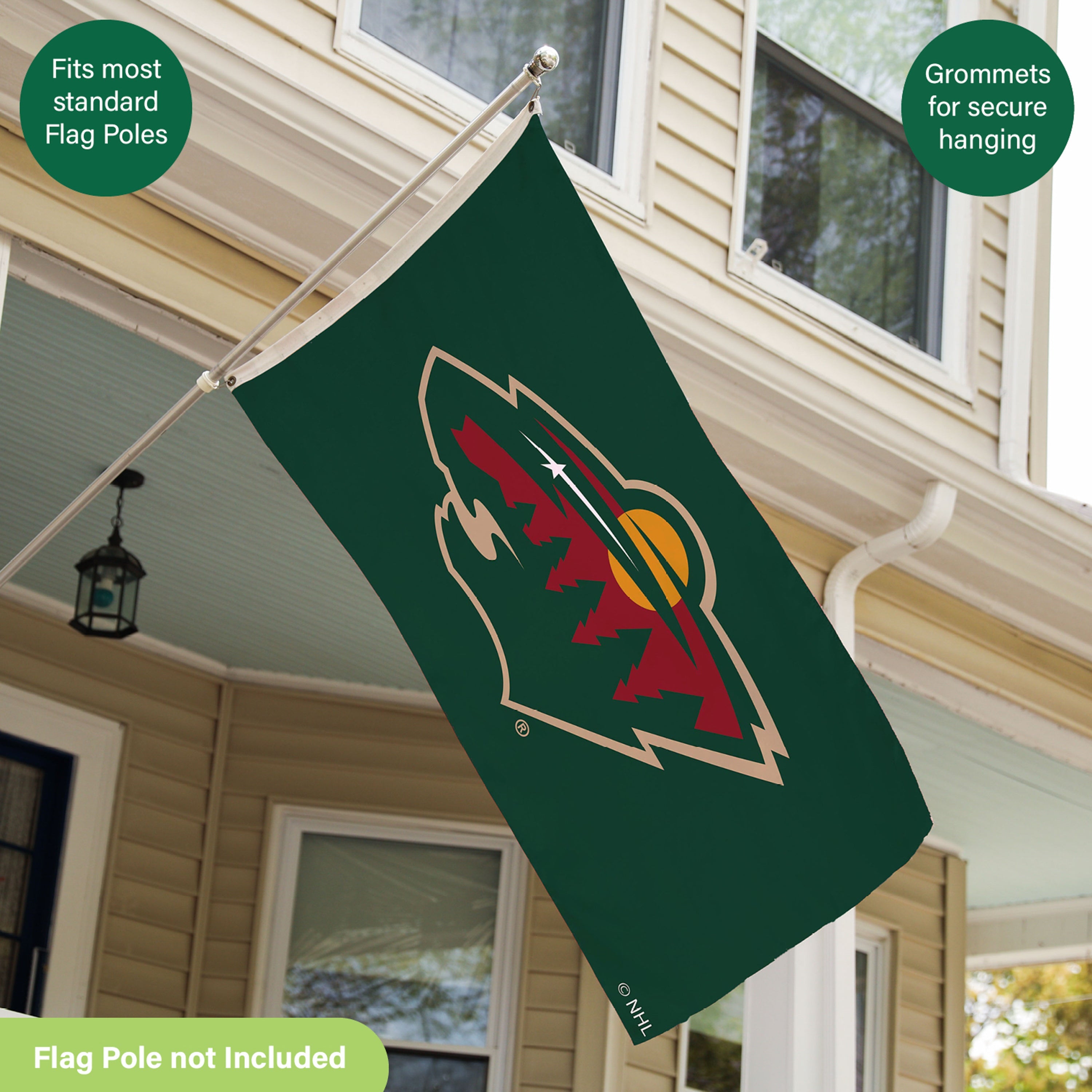 3'x5' Single Sided Flag w/ 2 Grommets, Minnesota Wild - Sports Gifts, Sports Memorabilia, Sports Collectibles, Fan Shop