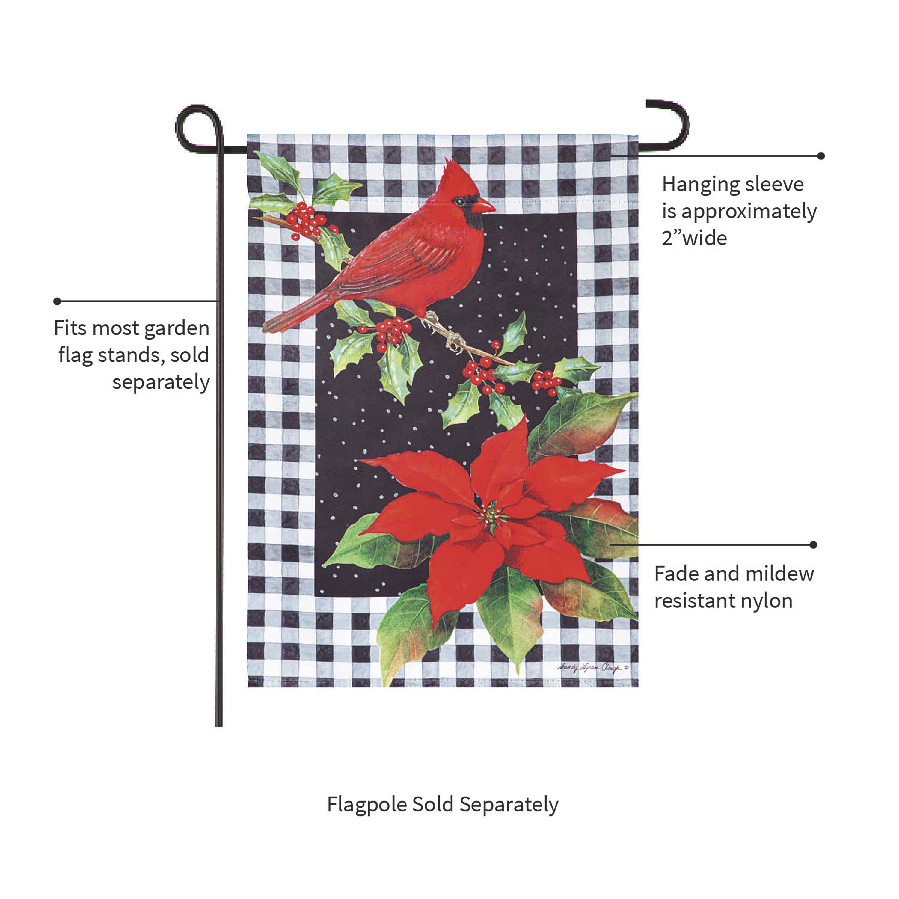 Cardinal & Holly Garden Suede Flag - Sports Collectibles, Sports Memorabilia, Sports Fan Shop, Sports Gifts