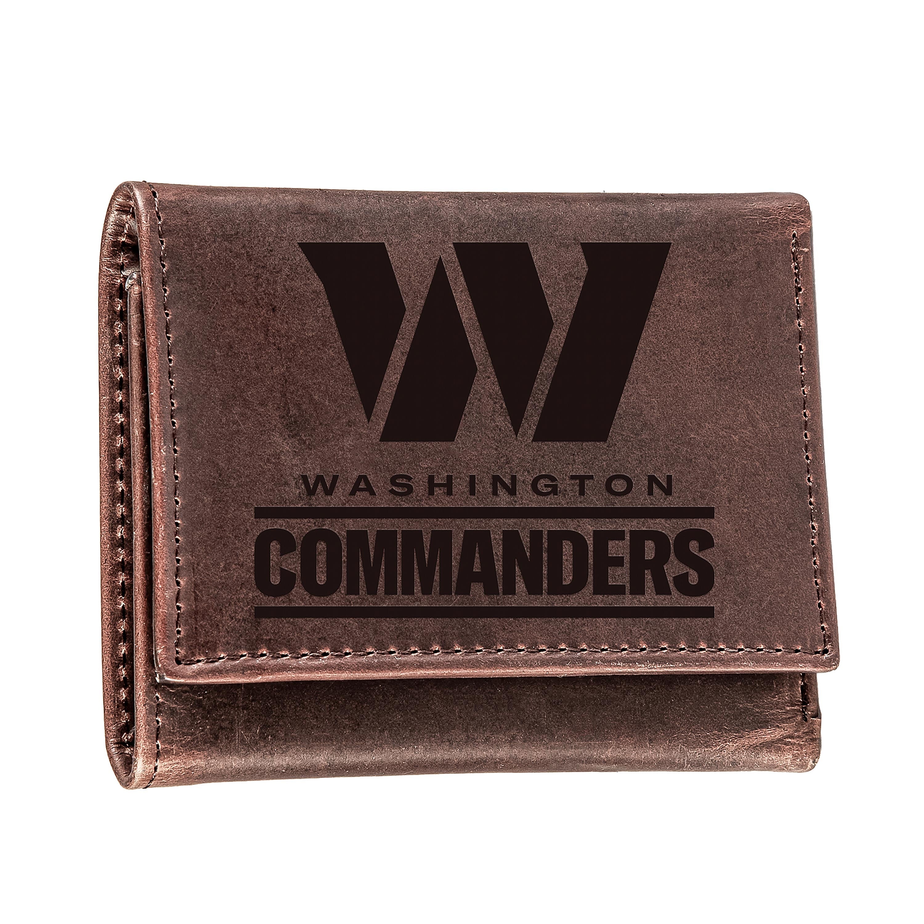 Washington Commanders, Tri-Fold Wallet, Brown, CH, 100% Genuine Leather - Sports Collectibles, Sports Memorabilia, Sports Fan Shop, Sports Gifts