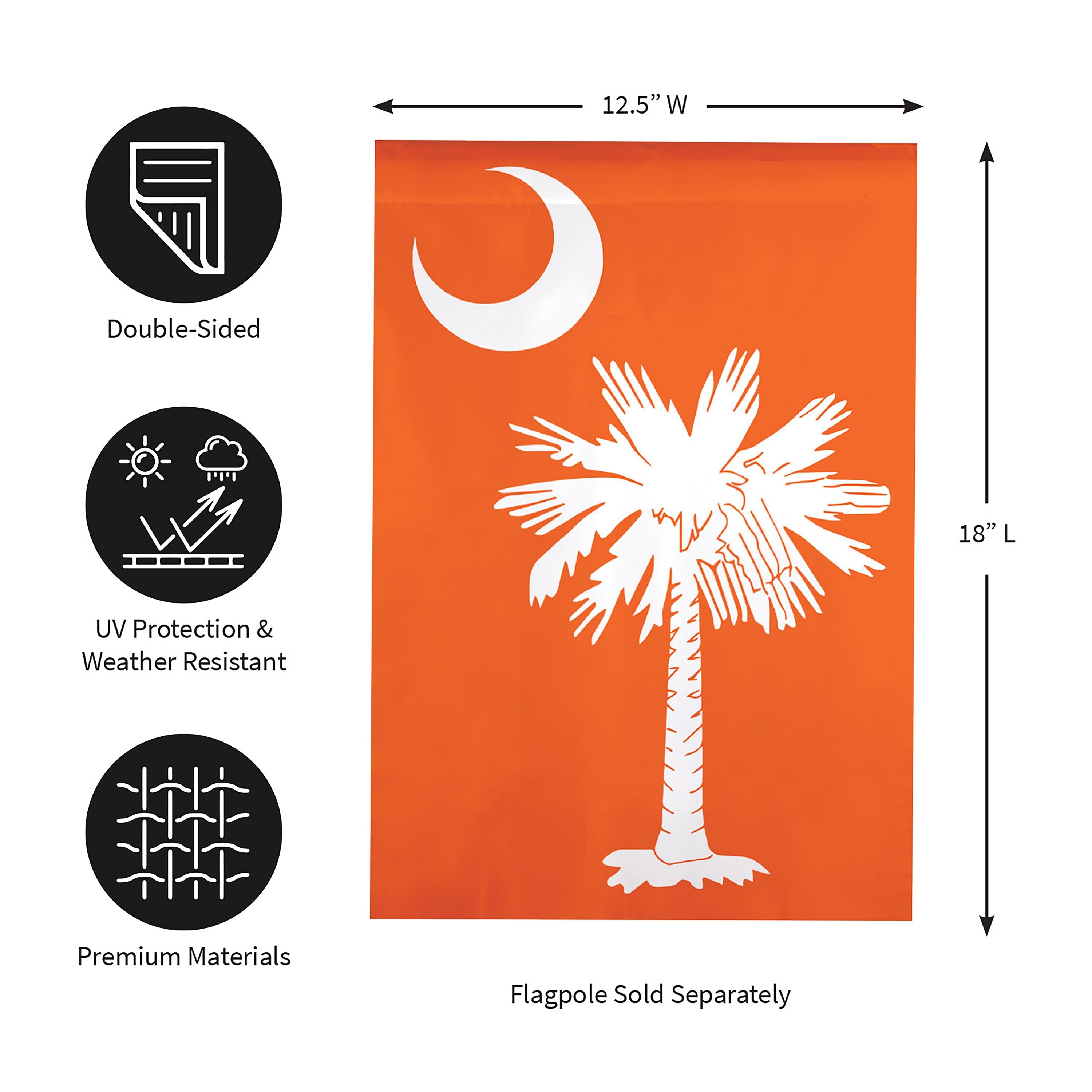 South Carolina Palmetto, Orange Garden Applique Flag - Sports Collectibles, Sports Memorabilia, Sports Fan Shop, Sports Gifts