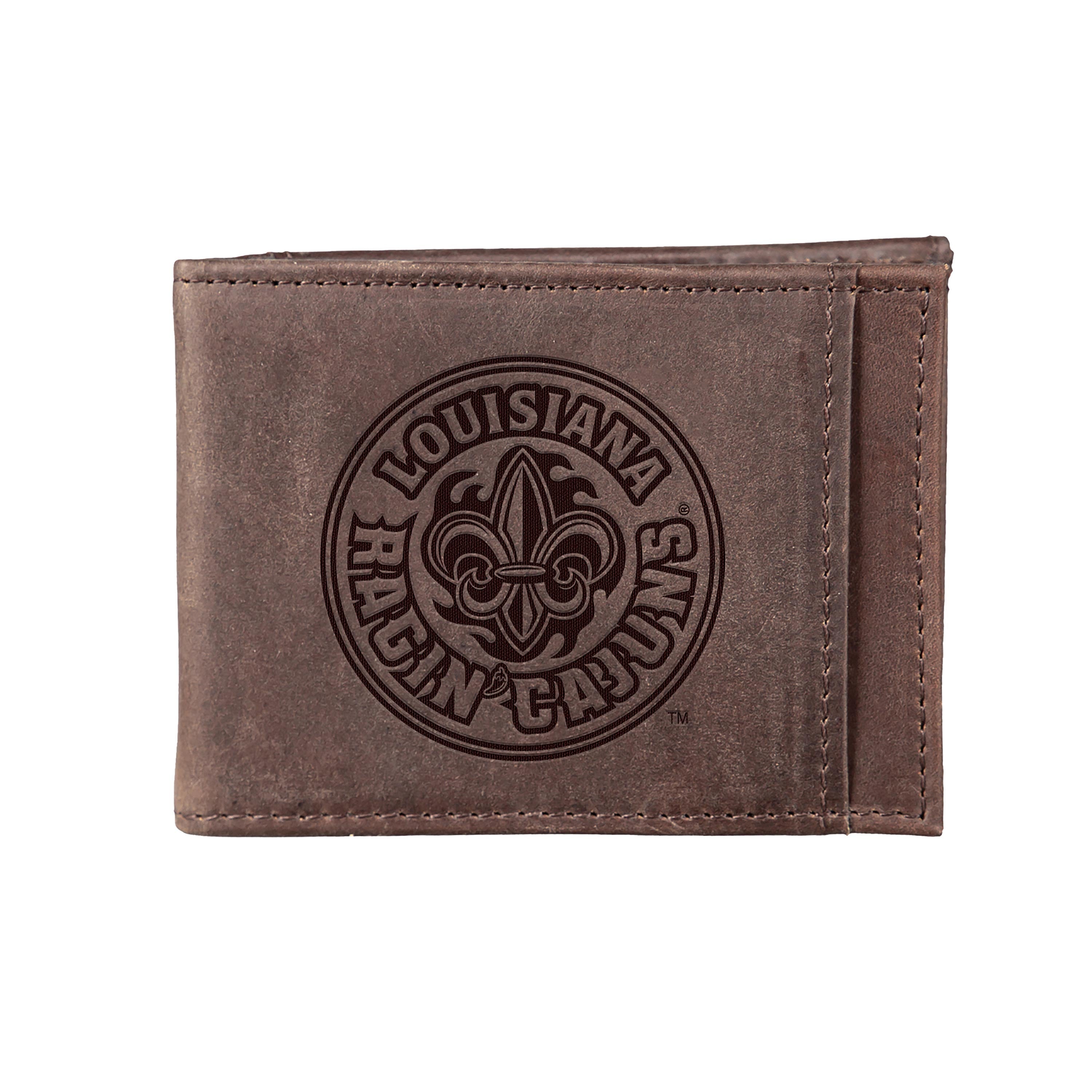 Front Pocket Wallet w/ RFID Blocking, University of Louisana at Lafayette, Brown - Sports Collectibles, Sports Memorabilia, Sports Fan Shop, Sports Gifts