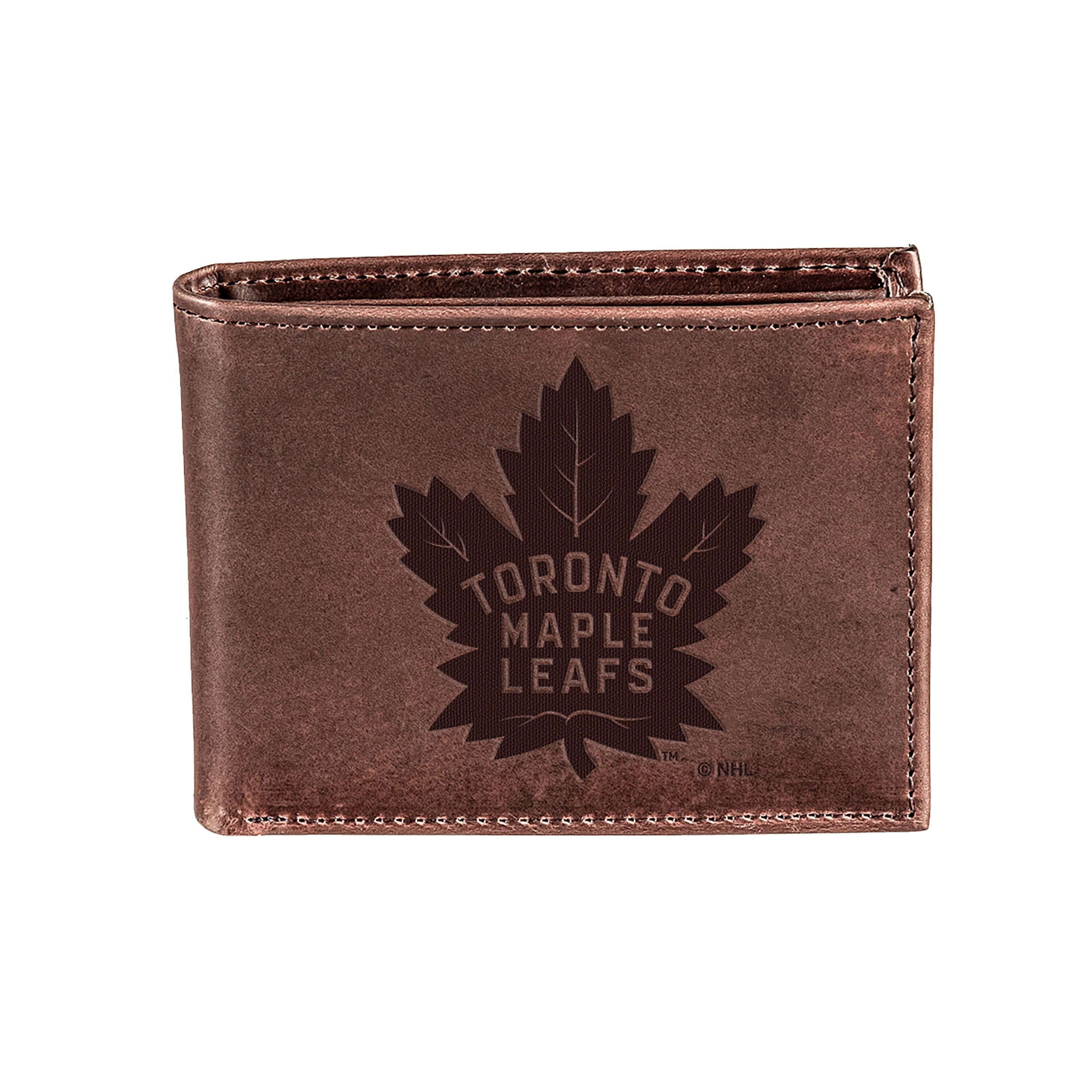 Toronto Maple Leafs, Bi-Fold Wallet, Brown, CH, 100% Genuine Leather - Sports Collectibles, Sports Memorabilia, Sports Fan Shop, Sports Gifts