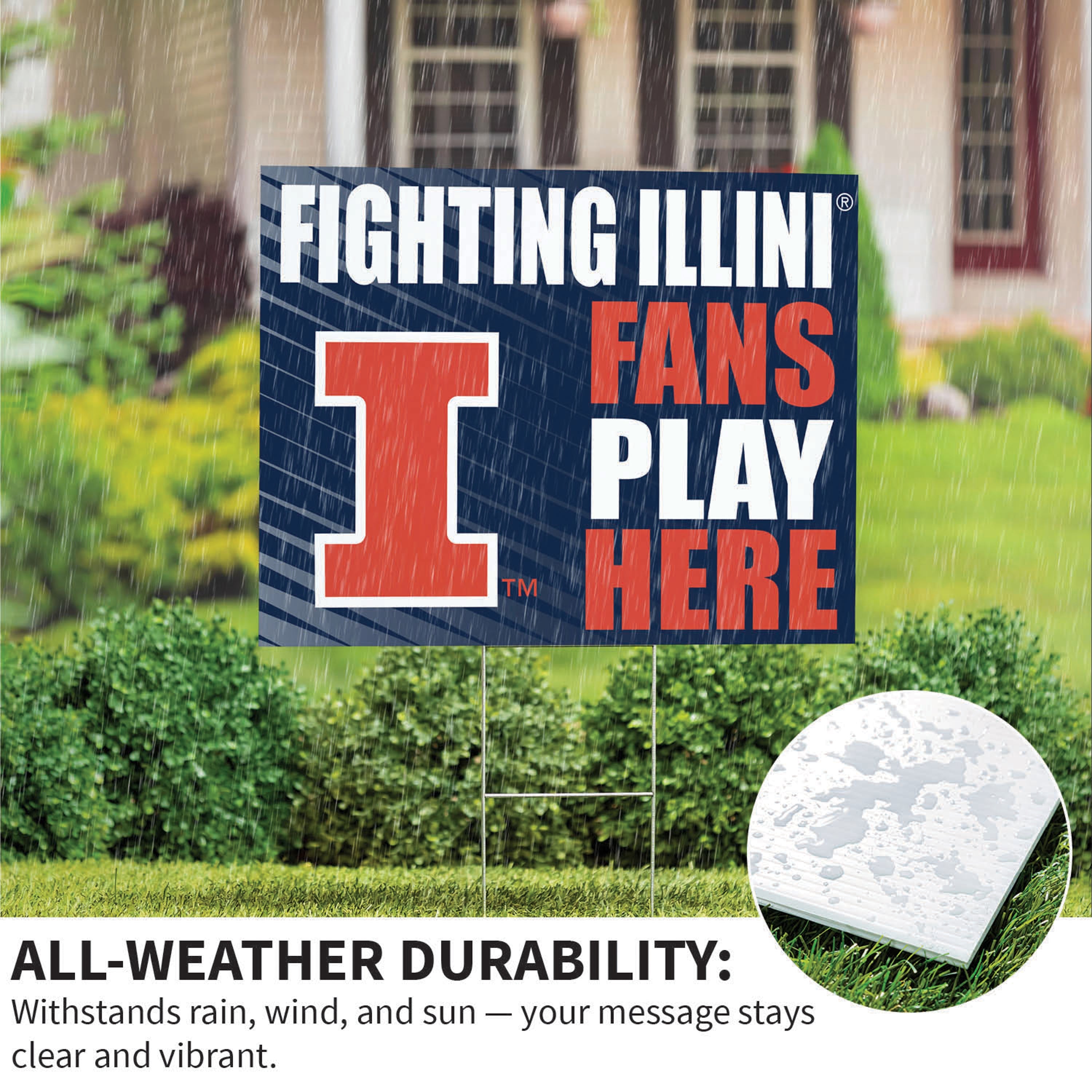 University of Illinois Coroplast Yard Sign "Fans Play Here" - Sports Collectibles, Sports Memorabilia, Sports Fan Shop, Sports Gifts