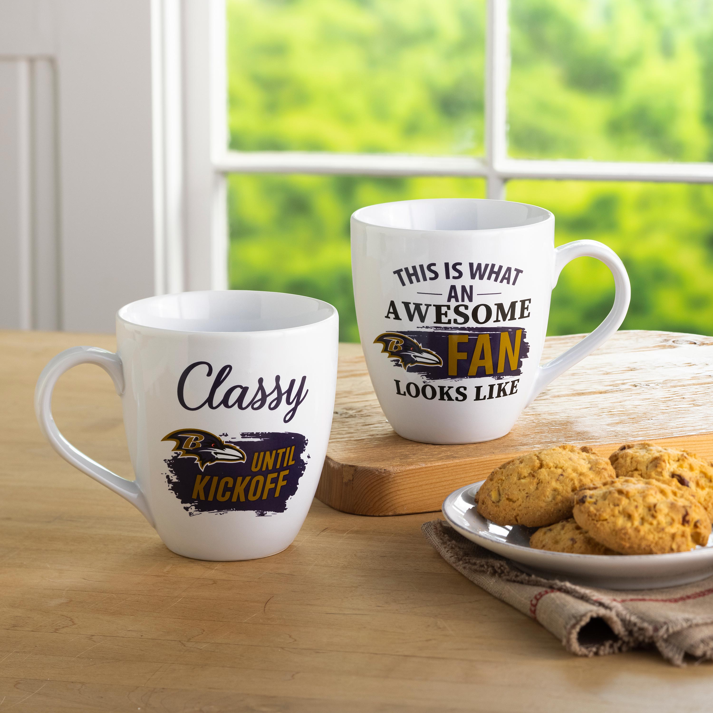 Baltimore Ravens, Ceramic Cup O'Java 17oz Gift Set - Sports Collectibles, Sports Memorabilia, Sports Fan Shop, Sports Gifts