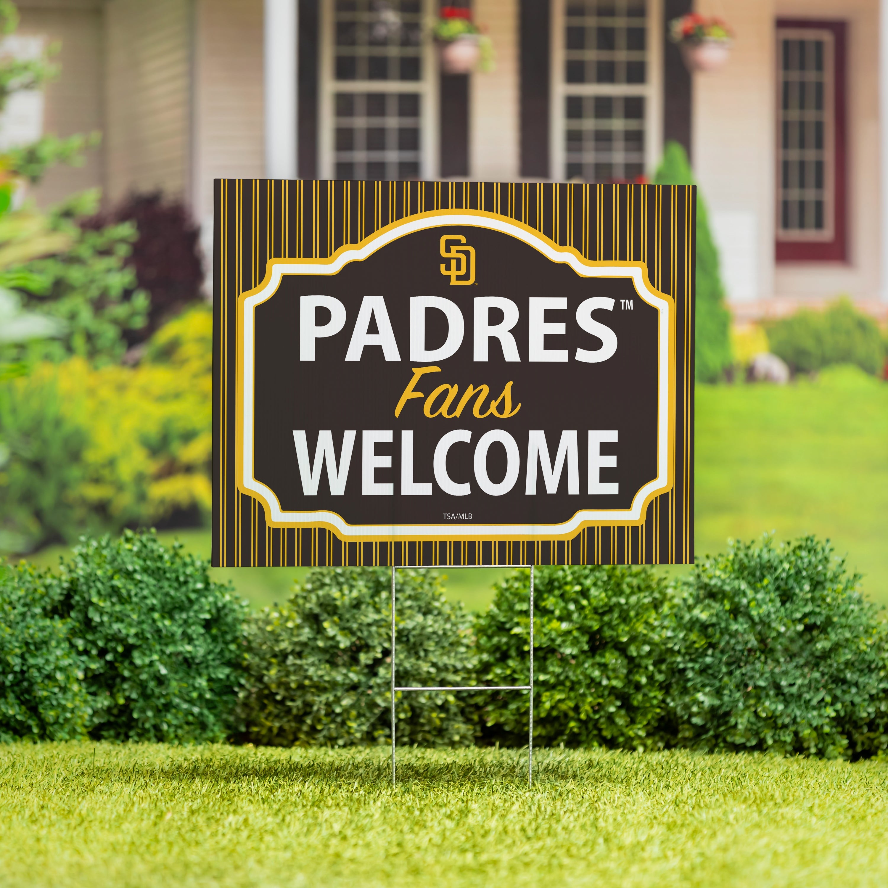 San Diego Padres Coroplast Yard Sign, "Fans Welcome" - Sports Collectibles, Sports Memorabilia, Sports Fan Shop, Sports Gifts