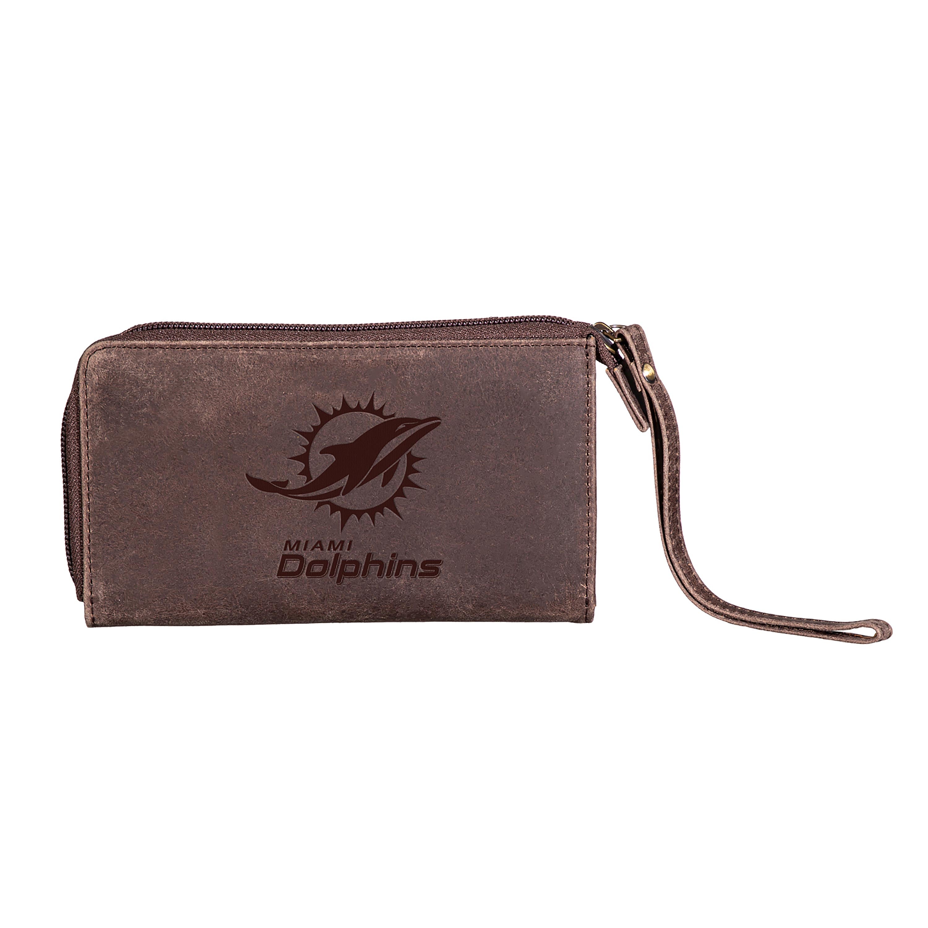 Wristlet Wallet, Brown, Miami Dolphins - Sports Collectibles, Sports Memorabilia, Sports Fan Shop, Sports Gifts