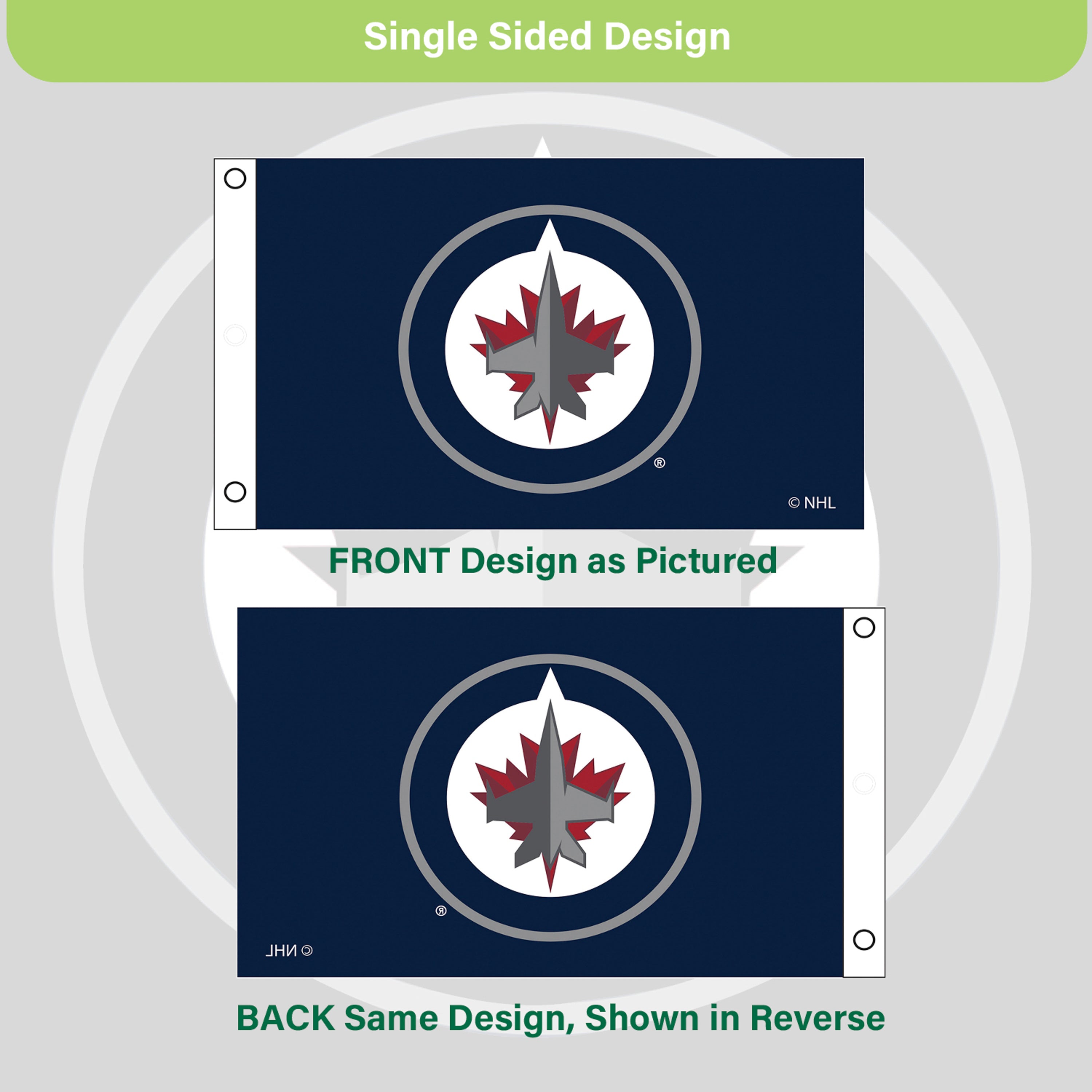 Winnipeg Jets Single Sided Flag w/ 2 Grommets, 3'x5' - Sports Gifts, Sports Memorabilia, Sports Collectibles, Fan Shop