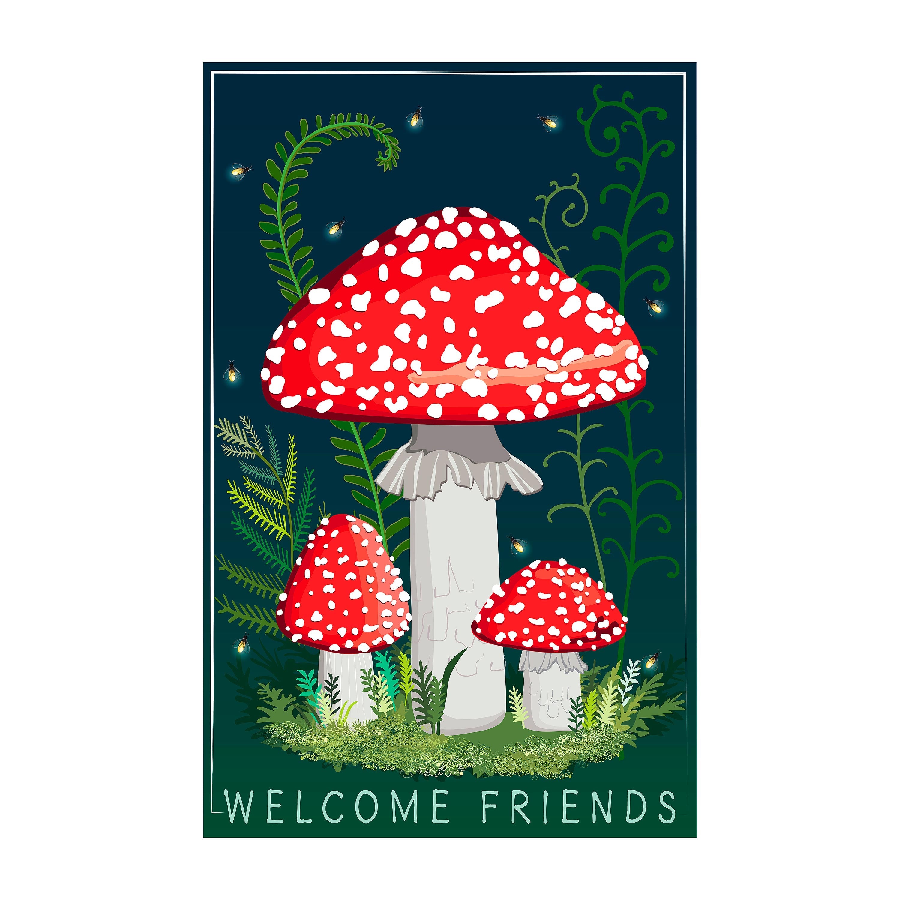 Welcome Friends Mushroom Applique Garden Flag - Sports Collectibles, Sports Memorabilia, Sports Fan Shop, Sports Gifts