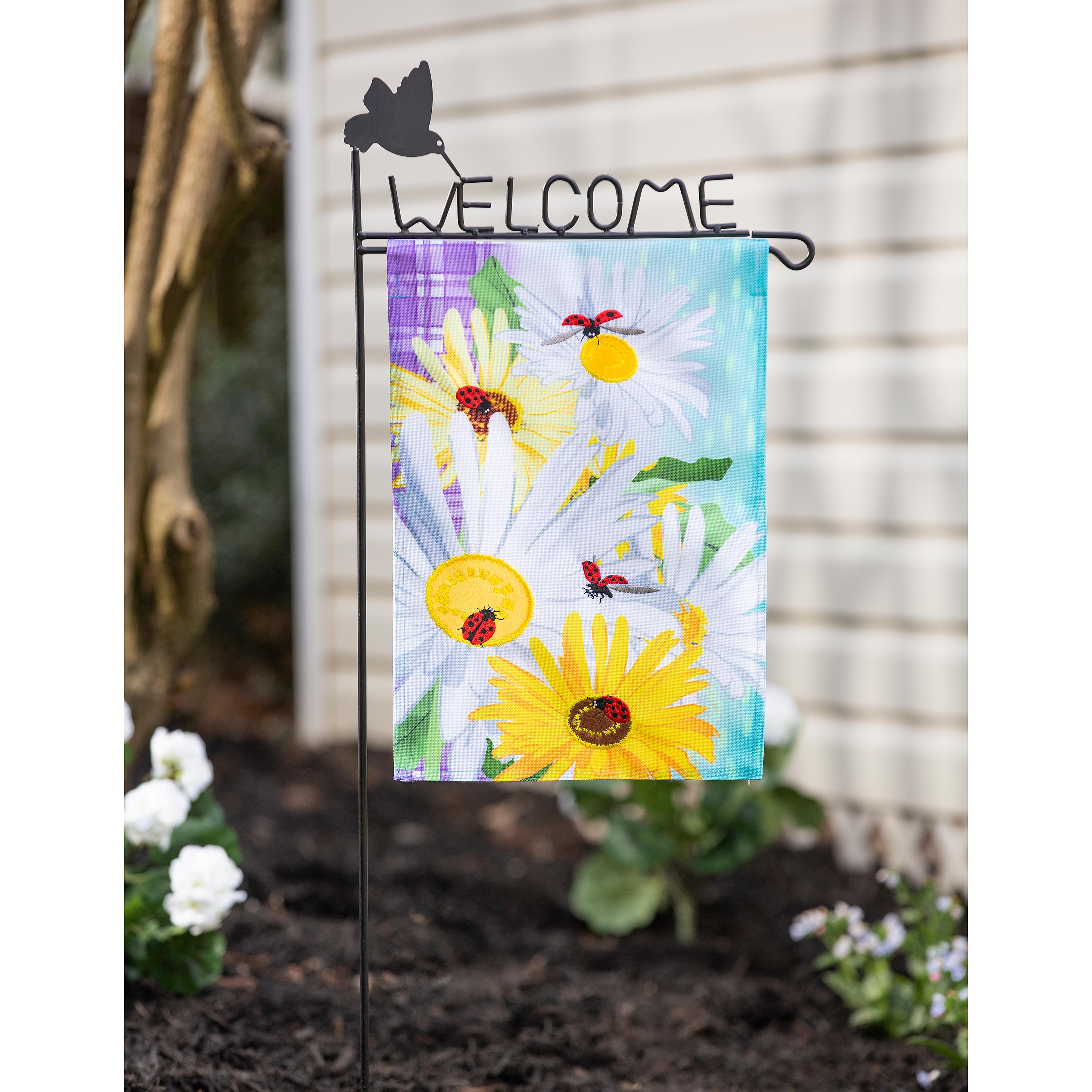 Daisy and Ladybug Field Garden Burlap Flag - Sports Gifts, Sports Memorabilia, Sports Collectibles, Fan Shop