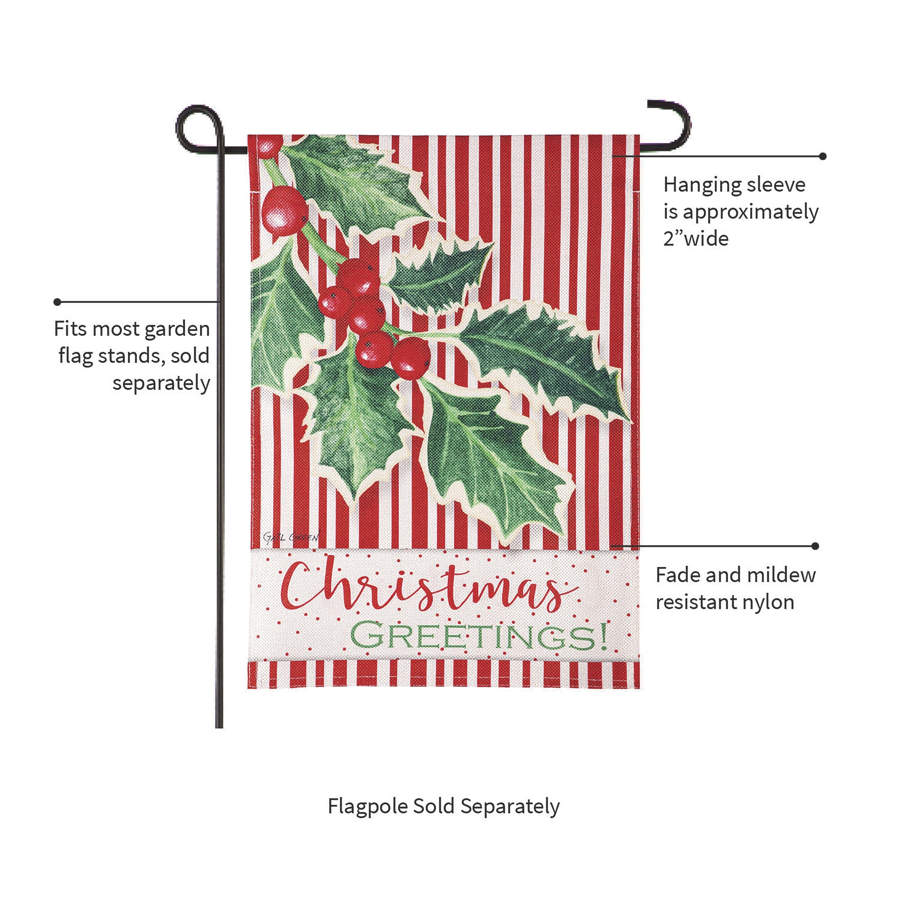 Christmas Greetings Burlap Garden Flag - Sports Collectibles, Sports Memorabilia, Sports Fan Shop, Sports Gifts