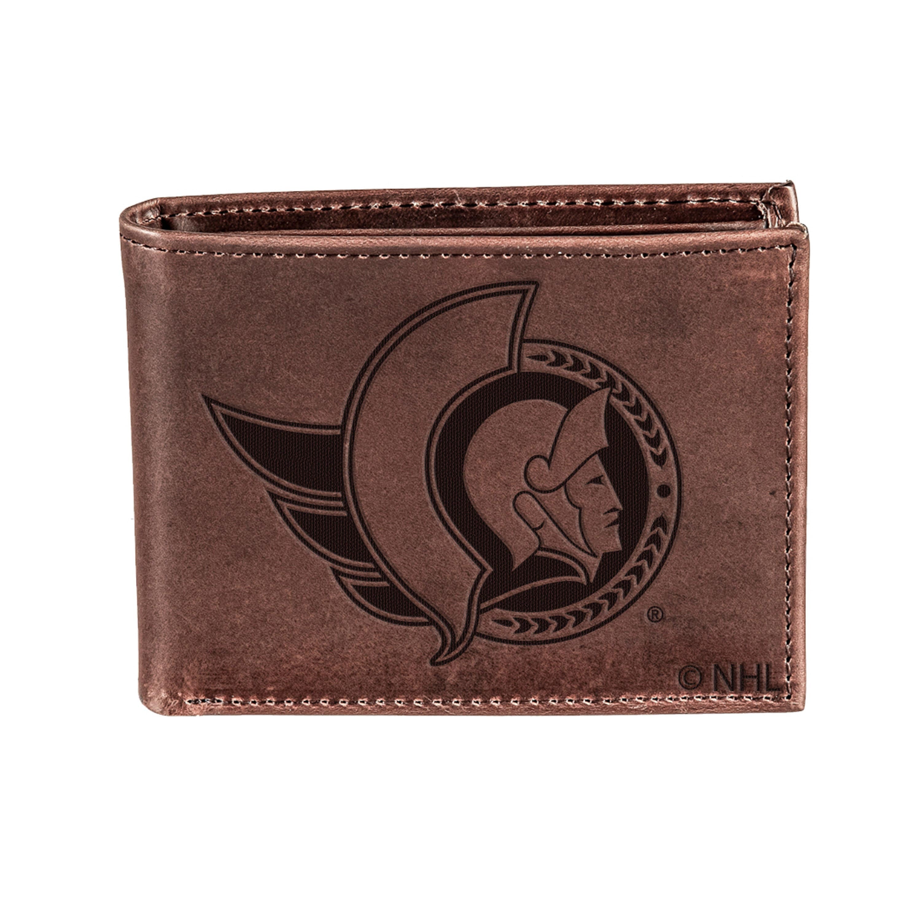 Ottawa Senators, Bi-Fold Wallet, Brown, CH, 100% Genuine Leather - Sports Collectibles, Sports Memorabilia, Sports Fan Shop, Sports Gifts