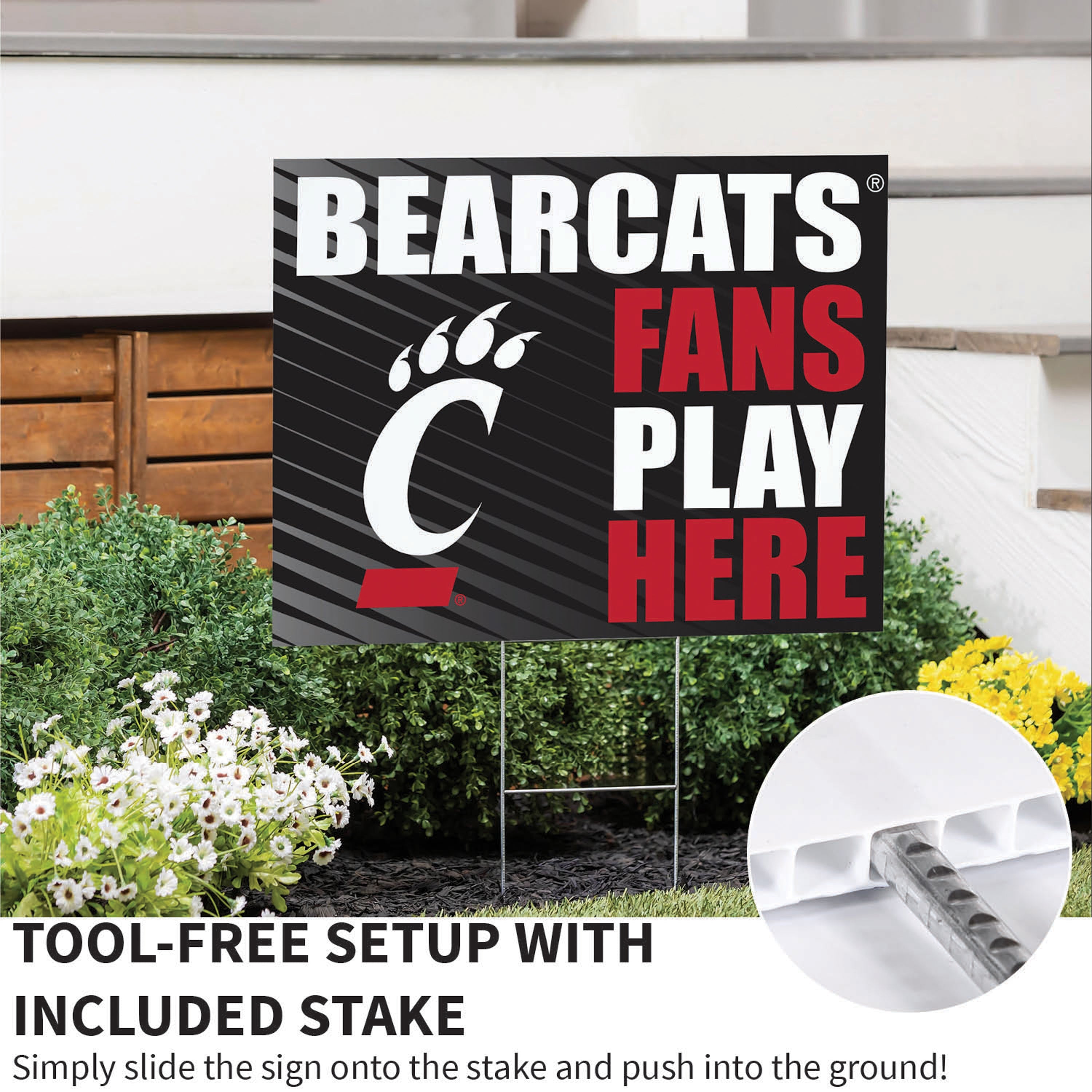 University of Cincinnati Coroplast Yard Sign "Fans Play Here" - Sports Collectibles, Sports Memorabilia, Sports Fan Shop, Sports Gifts