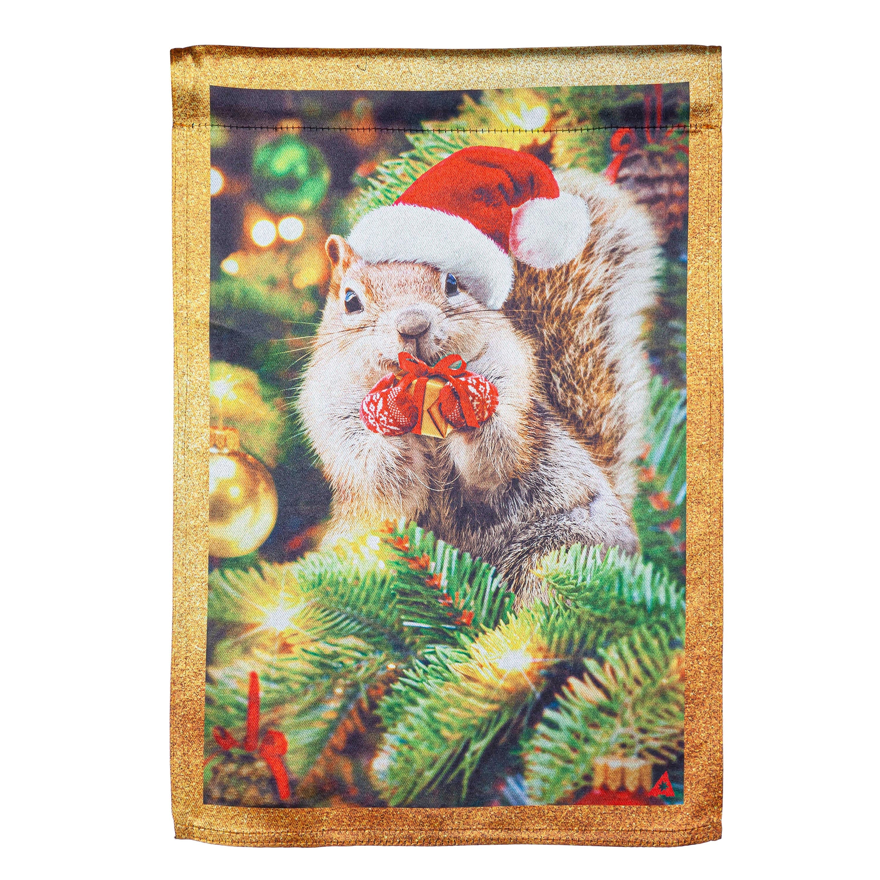 Santa Squirrel Lustre Garden Flag - Sports Gifts, Sports Memorabilia, Sports Collectibles, Fan Shop